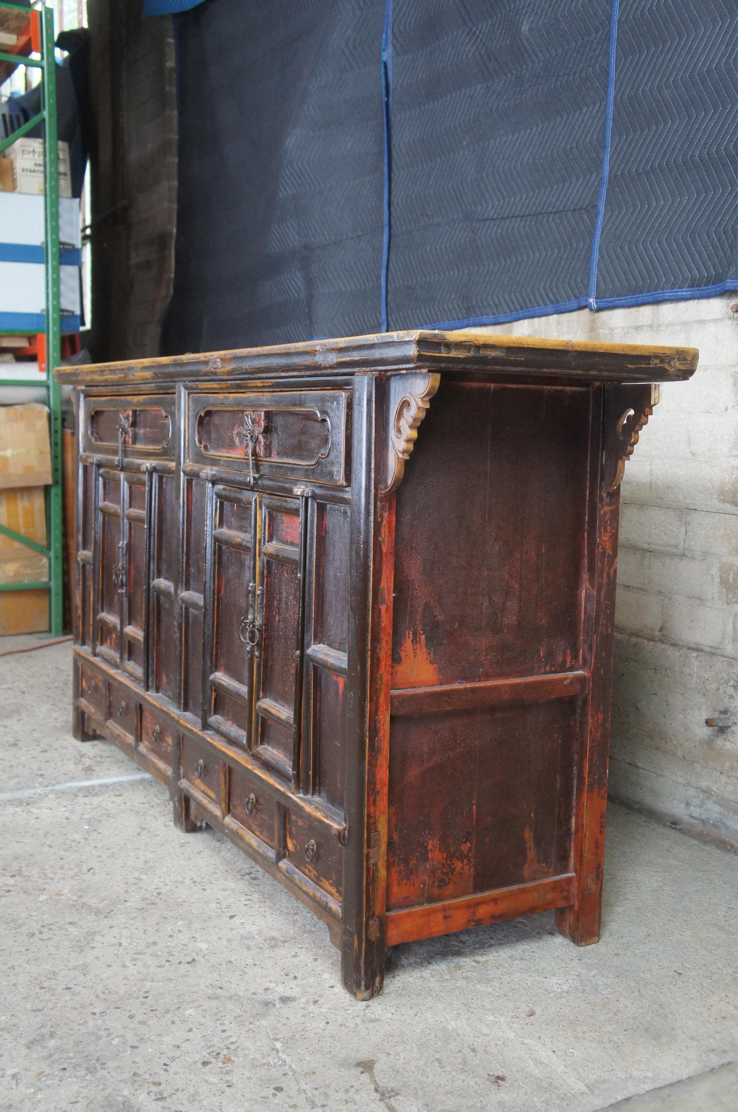 18th Century Chinese Shanxi Elm & Pine Sideboard Altar Apothecary Console Table 6