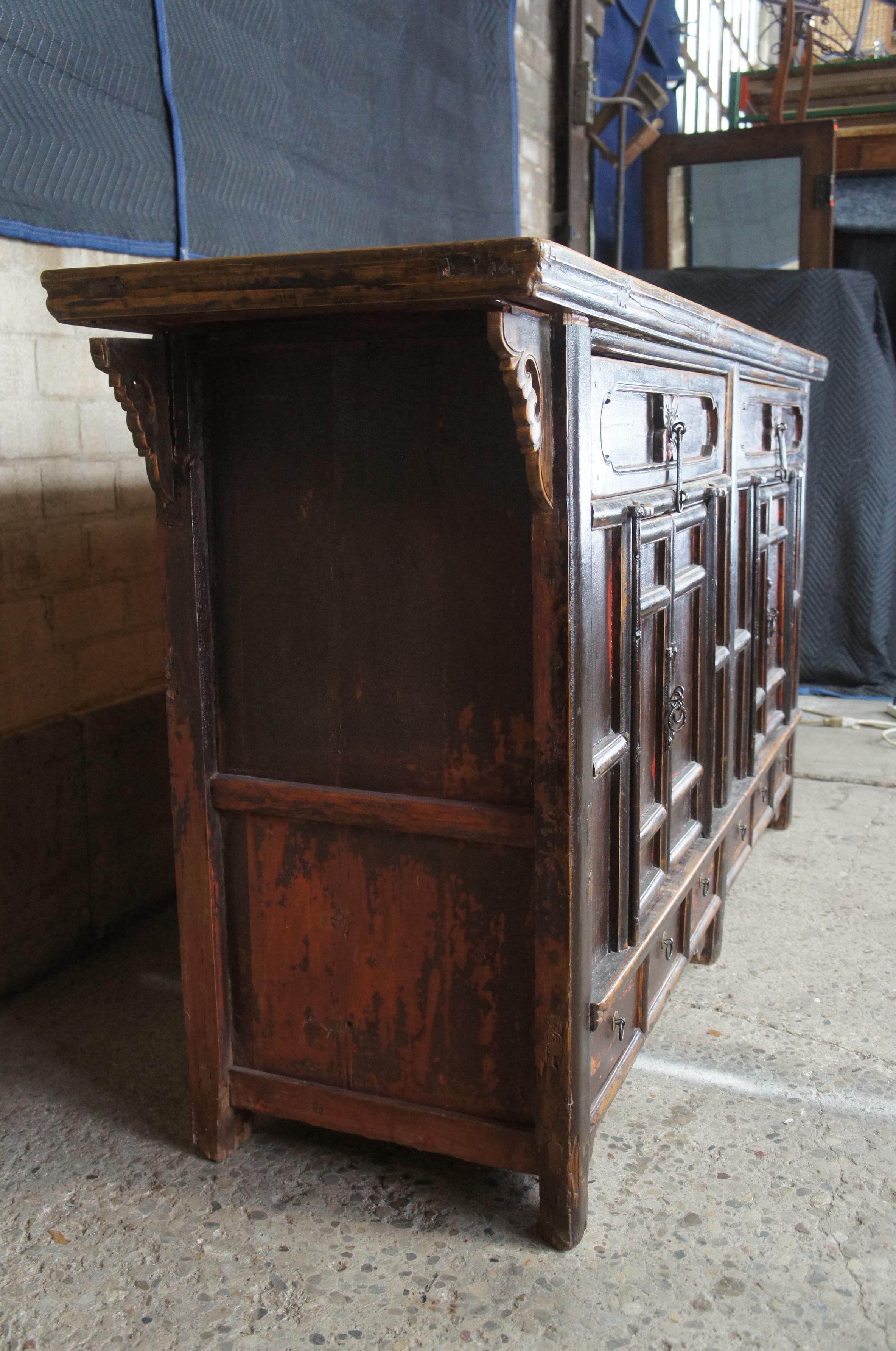 18th Century Chinese Shanxi Elm & Pine Sideboard Altar Apothecary Console Table 7