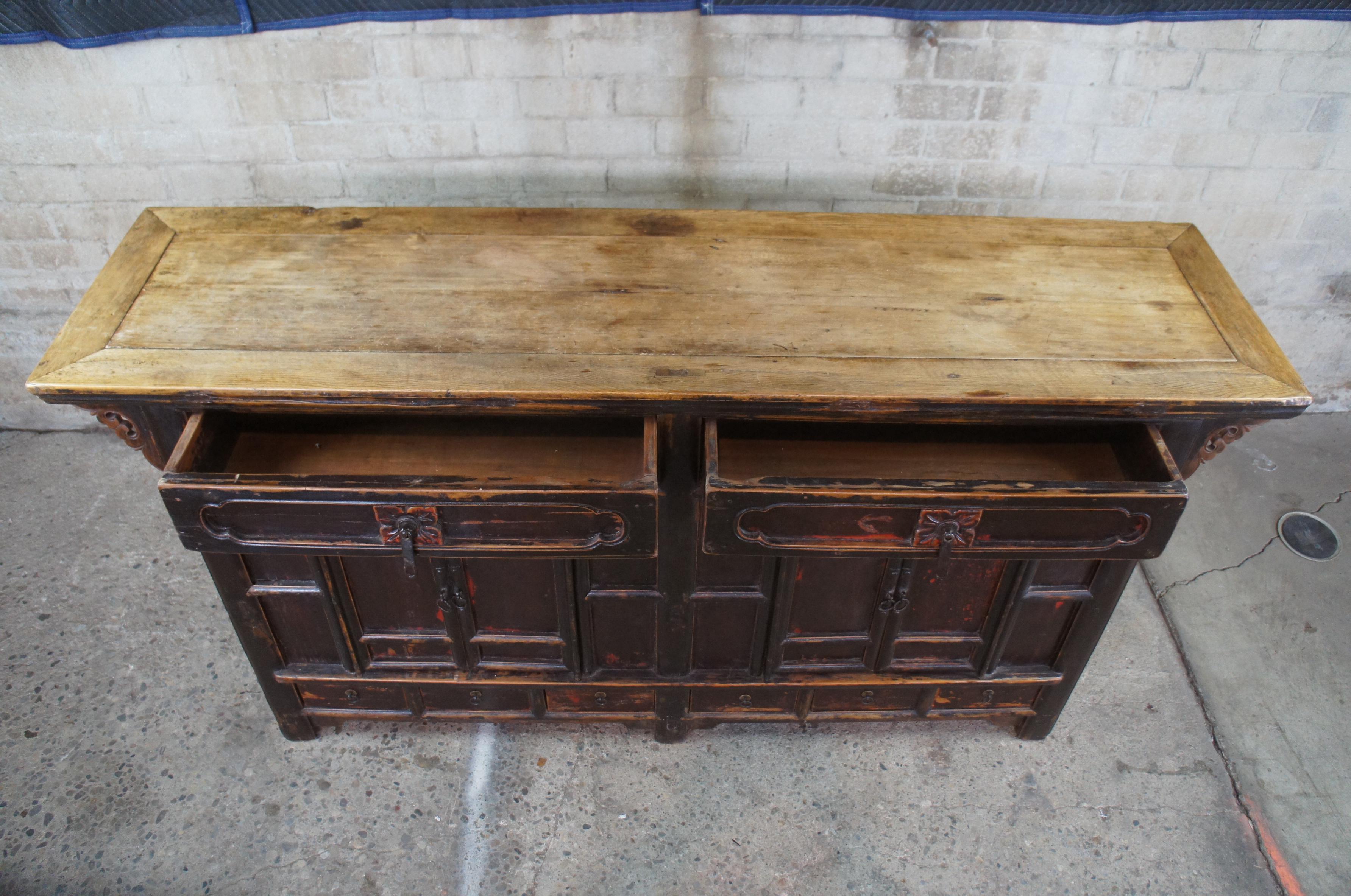 18th Century Chinese Shanxi Elm & Pine Sideboard Altar Apothecary Console Table 3