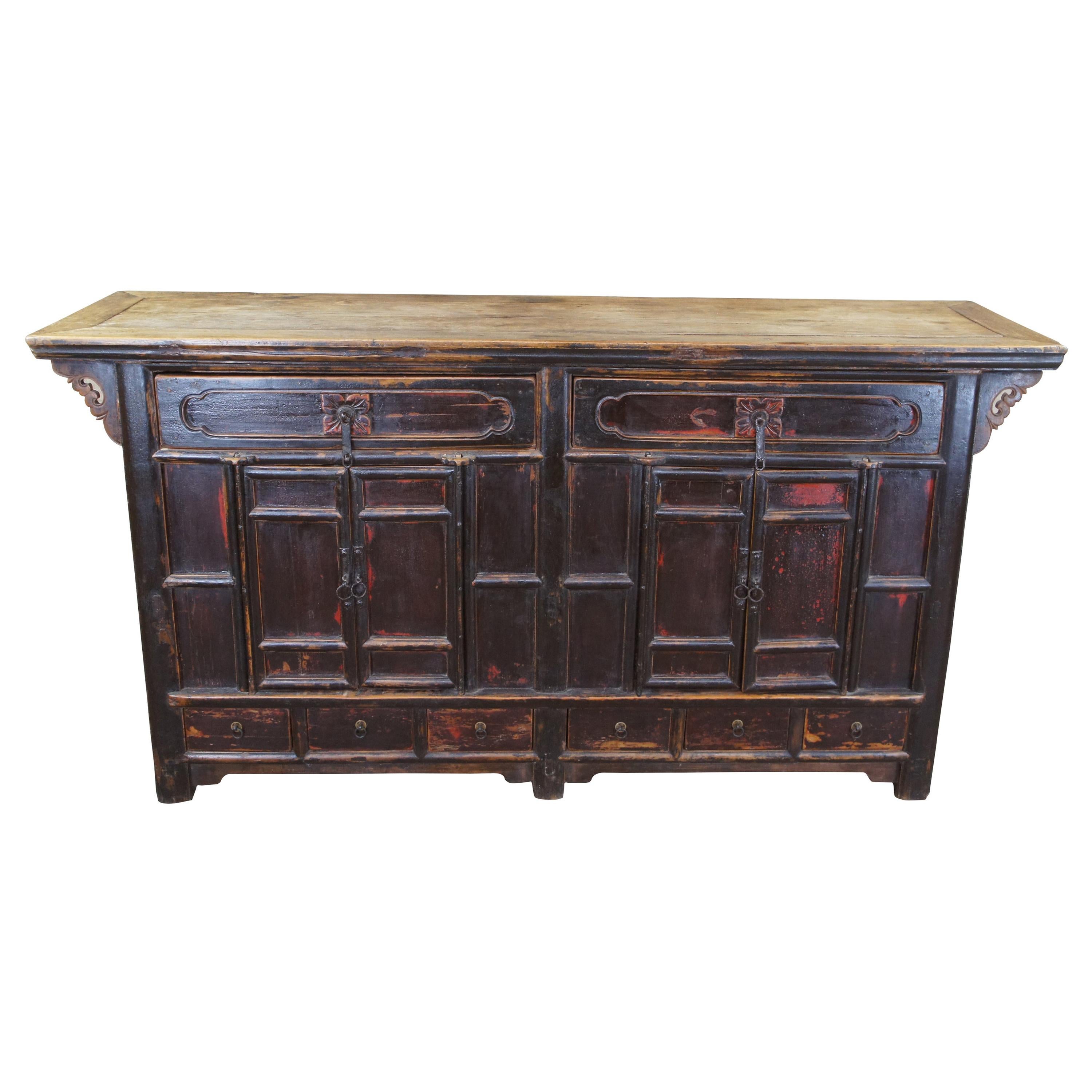18th Century Chinese Shanxi Elm & Pine Sideboard Altar Apothecary Console Table