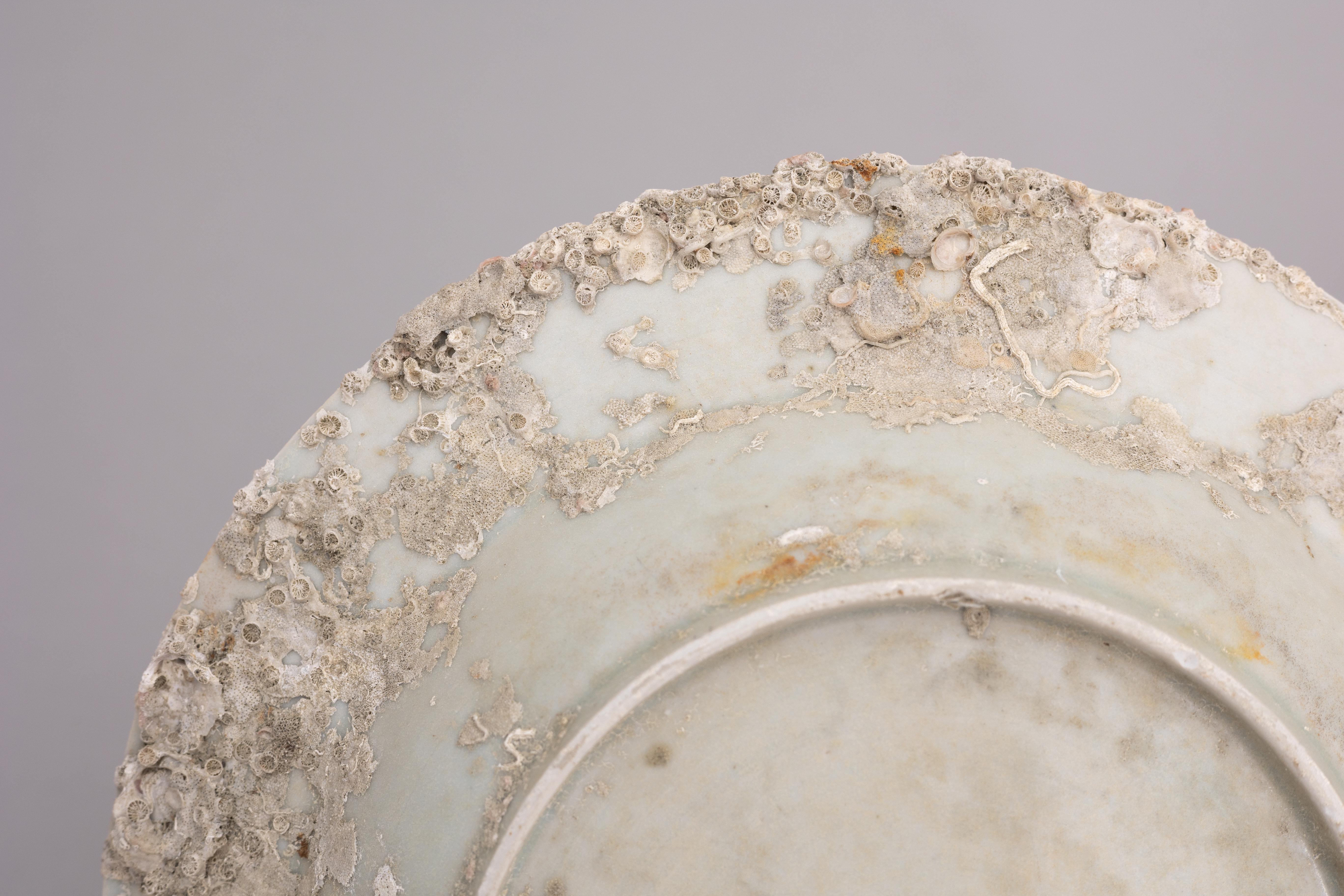 Plat en porcelaine chinoise du 18ème siècle en forme de naufrage 7