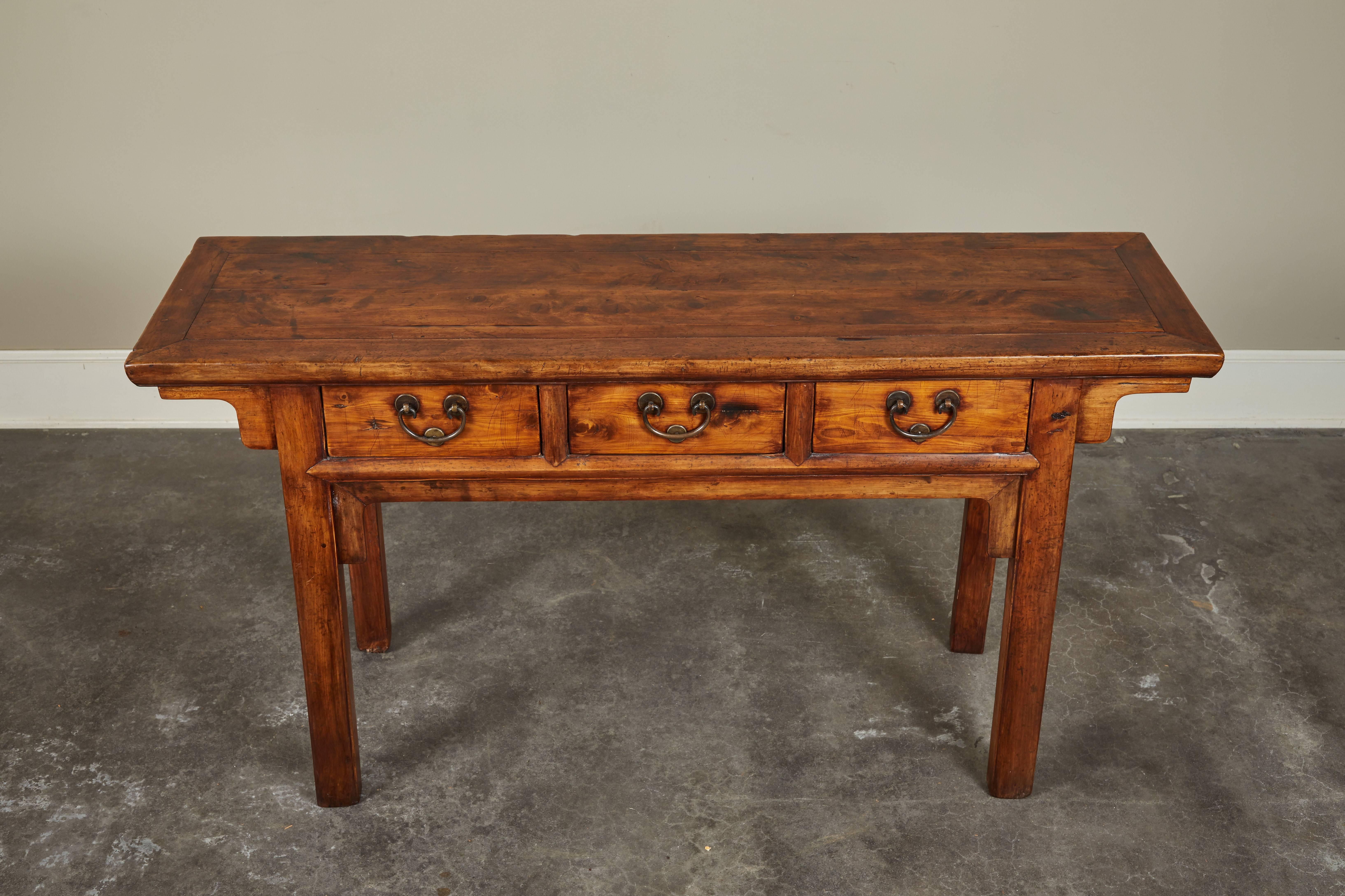 Qing 18th Century Chinese Three-Drawer Console