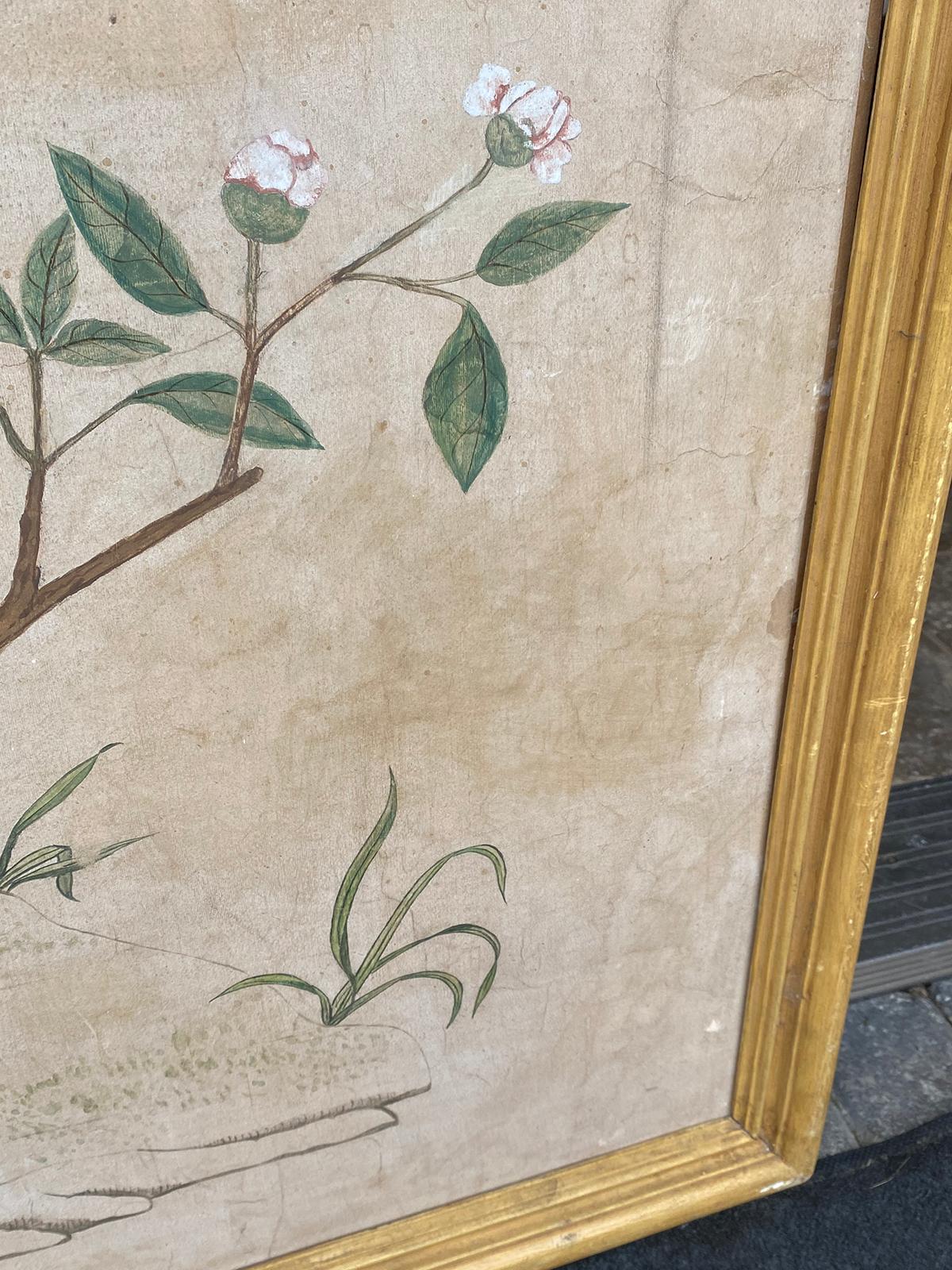 18th Century Chinese Wall Paper Panel, Old Frame 6