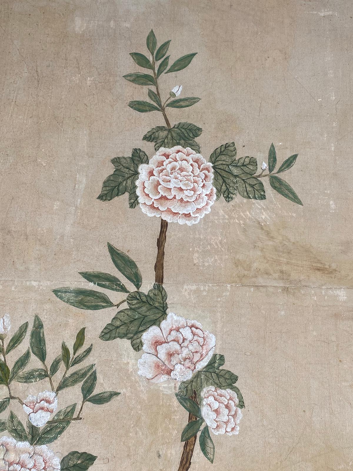 18th Century and Earlier 18th Century Chinese Wall Paper Panel, Old Frame