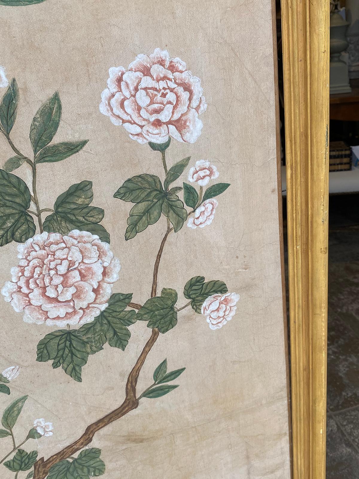 18th Century Chinese Wall Paper Panel, Old Frame 1