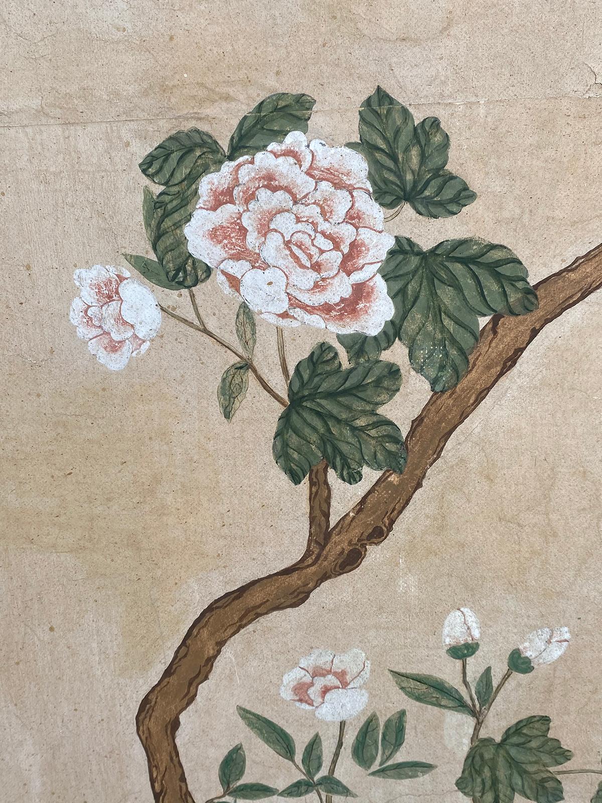 18th Century Chinese Wall Paper Panel, Old Frame 3