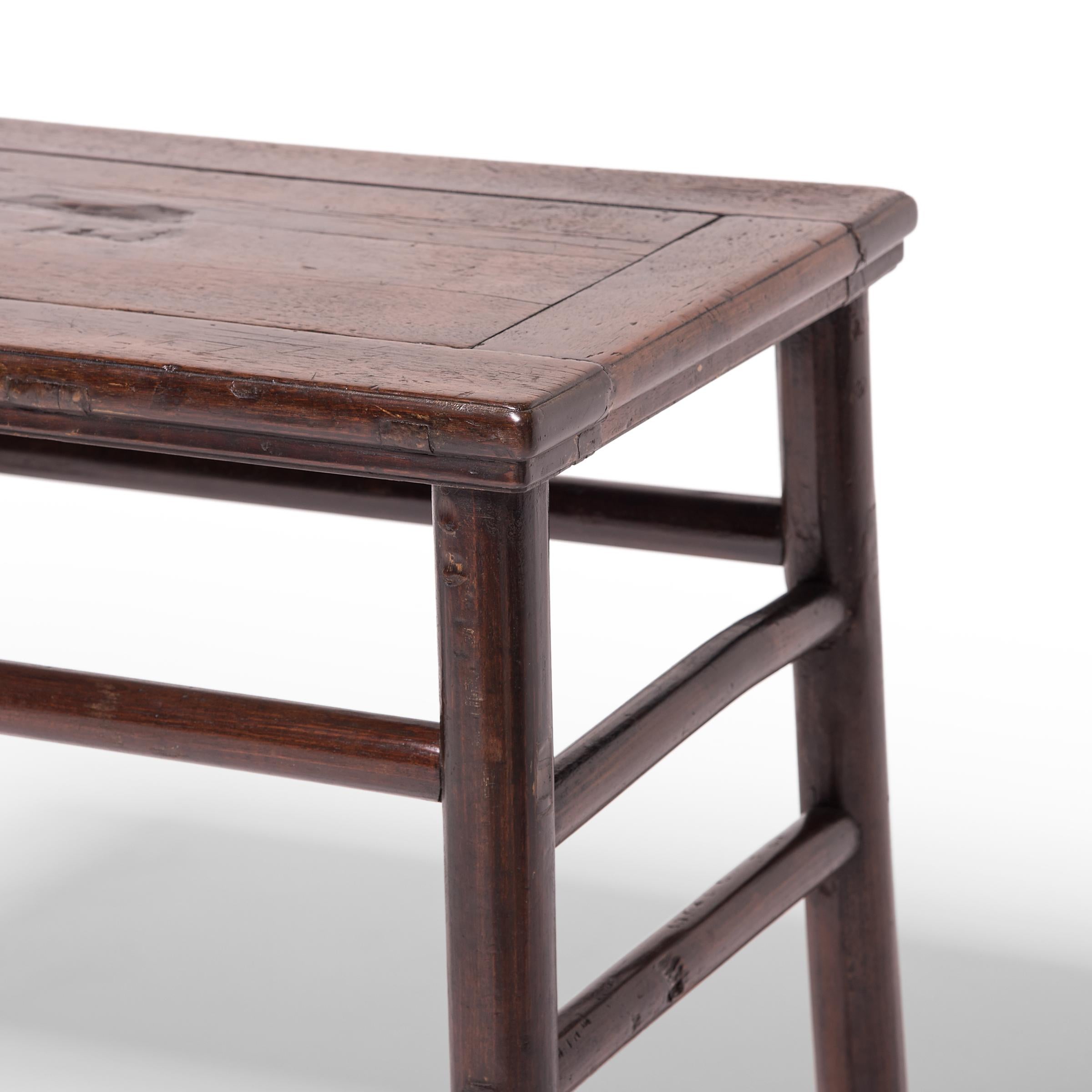 Elm Chinese Wine Table with Simple Stretchers, c. 1700 For Sale