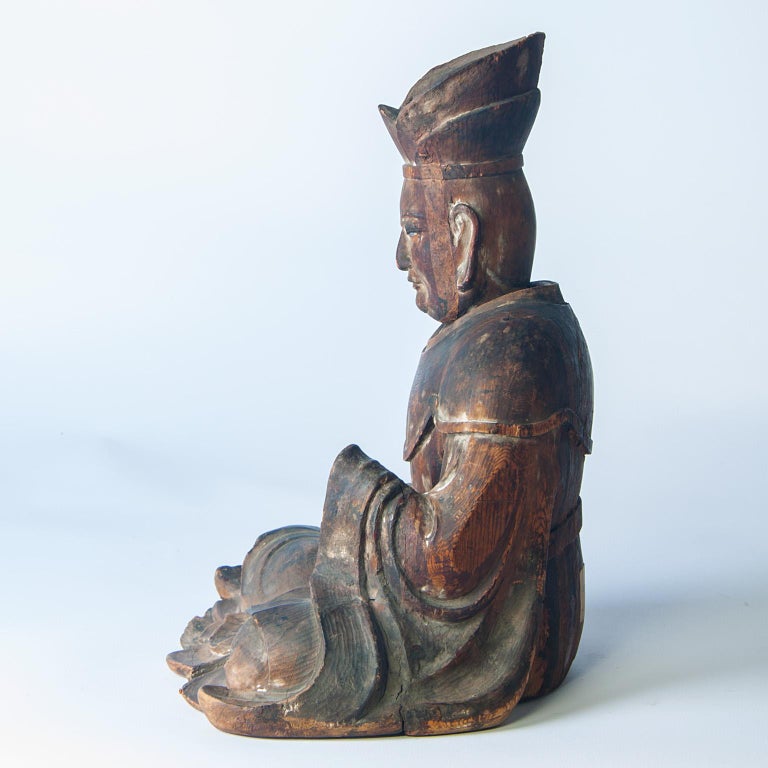 18th Century Chinese Wooden Figure 'Wanli' For Sale at 1stDibs
