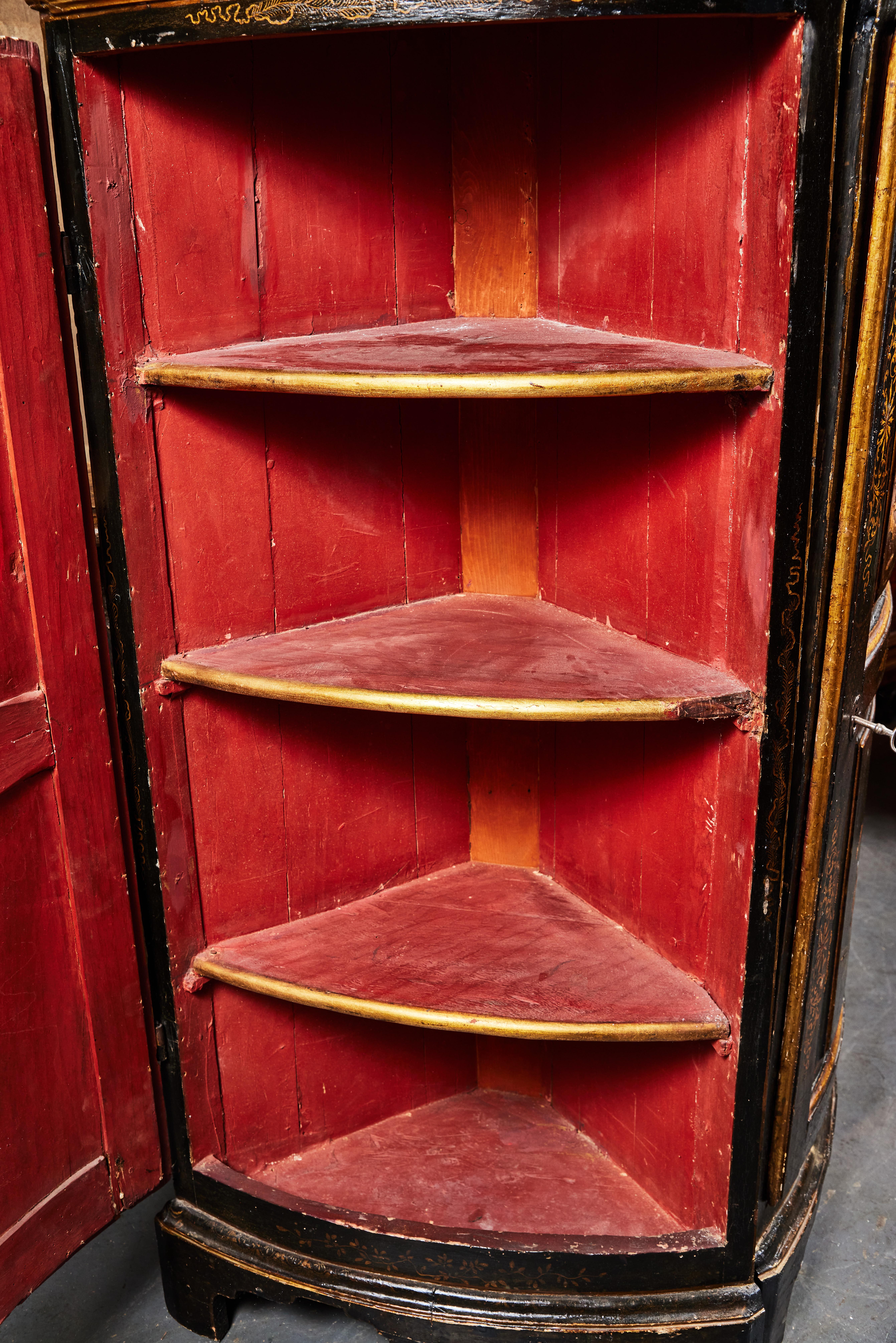 Wood 18th Century, Chinoiserie Corner Cabinets For Sale