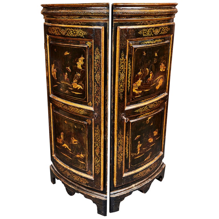 18th Century, Chinoiserie Corner Cabinets For Sale