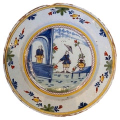 18th Century Chinoiserie Delft Charger