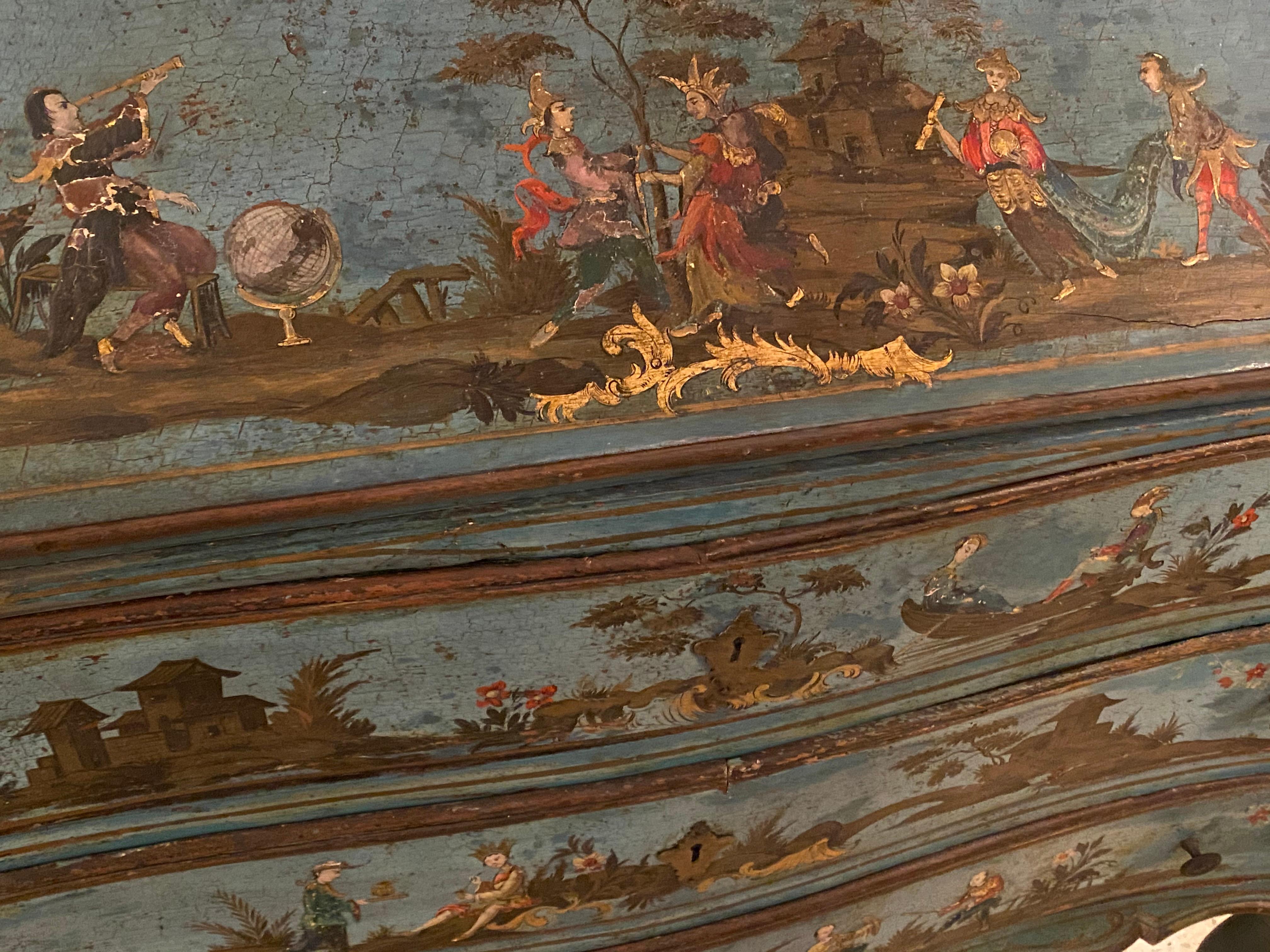 18th Century Chinoiserie Italian Two-Piece Secretary Desk Bookcase 6