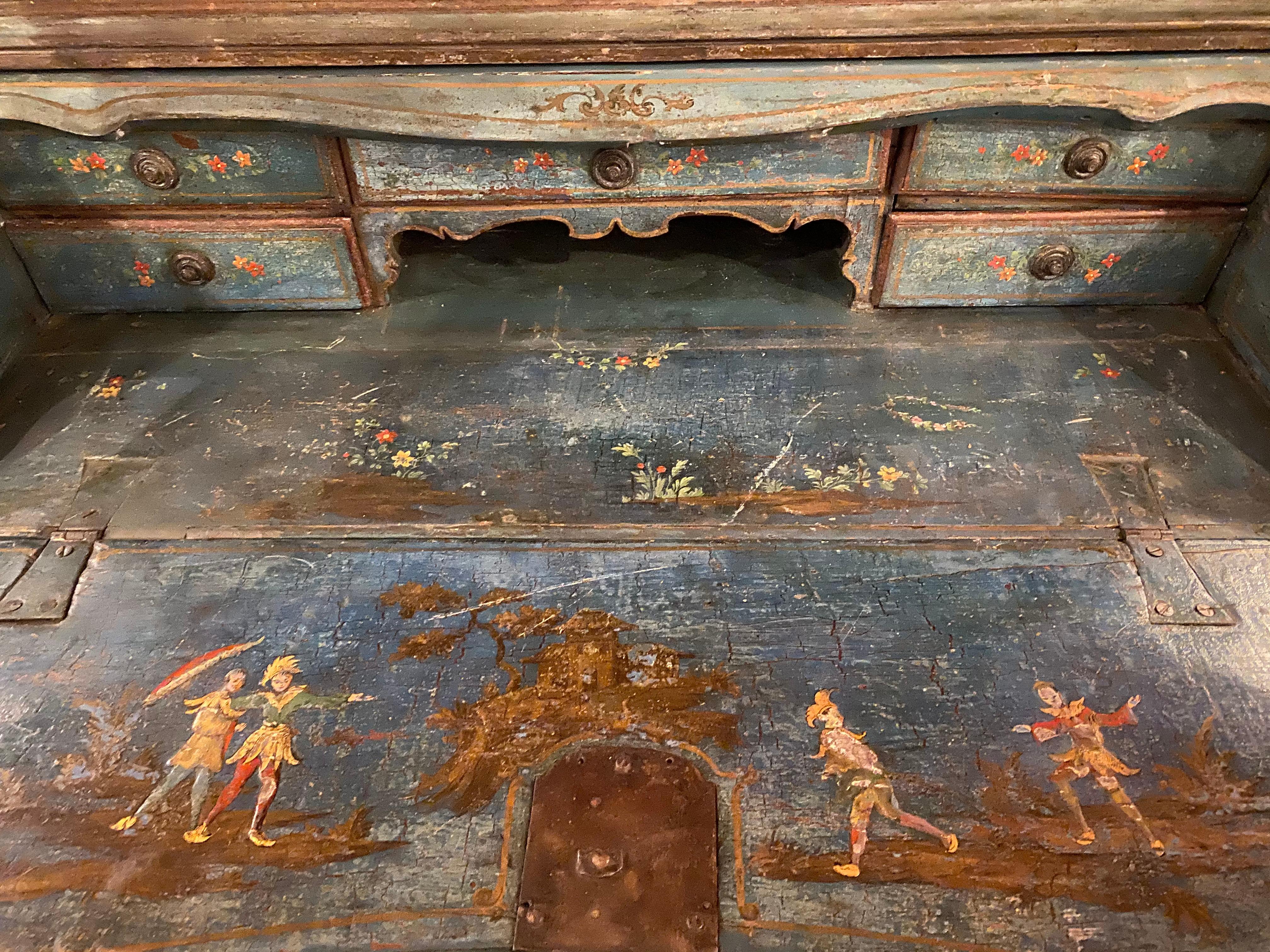 18th Century Chinoiserie Italian Two-Piece Secretary Desk Bookcase 9