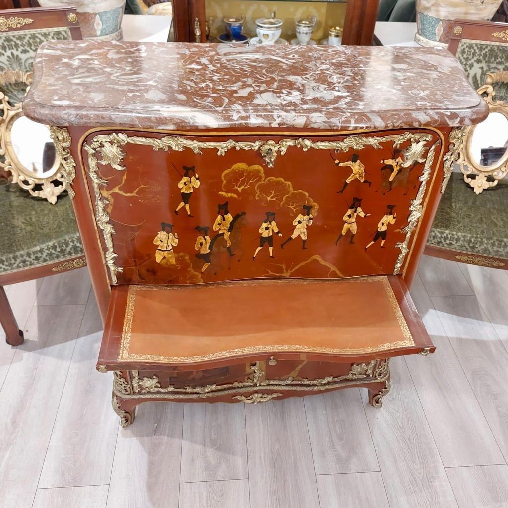 French 18th Century Chinoiserie Secretaire in Lacquer by Jacques Dubois (1694-1763) For Sale