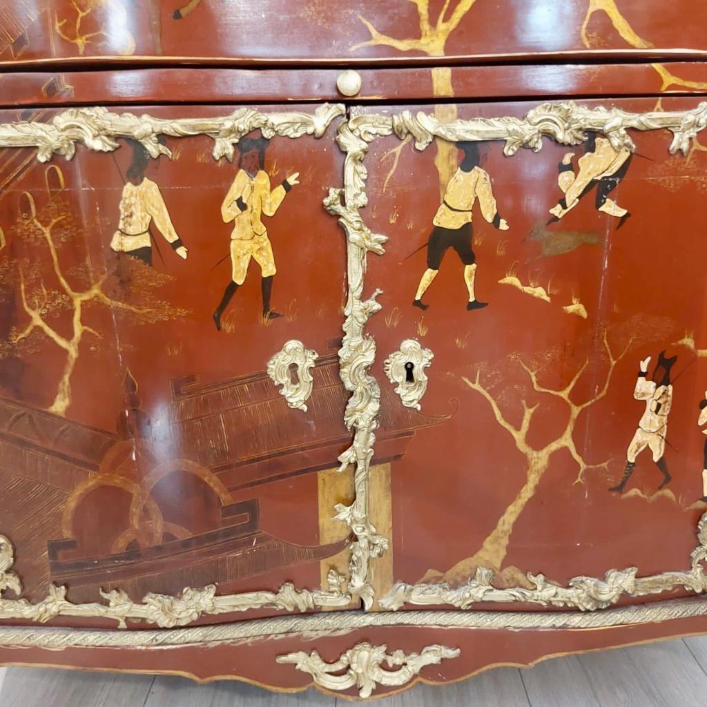 Gilt 18th Century Chinoiserie Secretaire in Lacquer by Jacques Dubois (1694-1763) For Sale