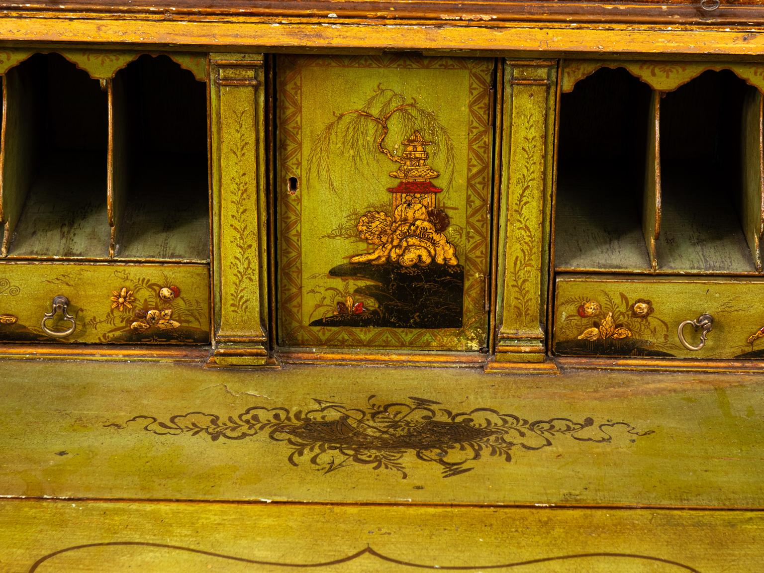Painted 18th Century Chinoiserie Slant Front Desk