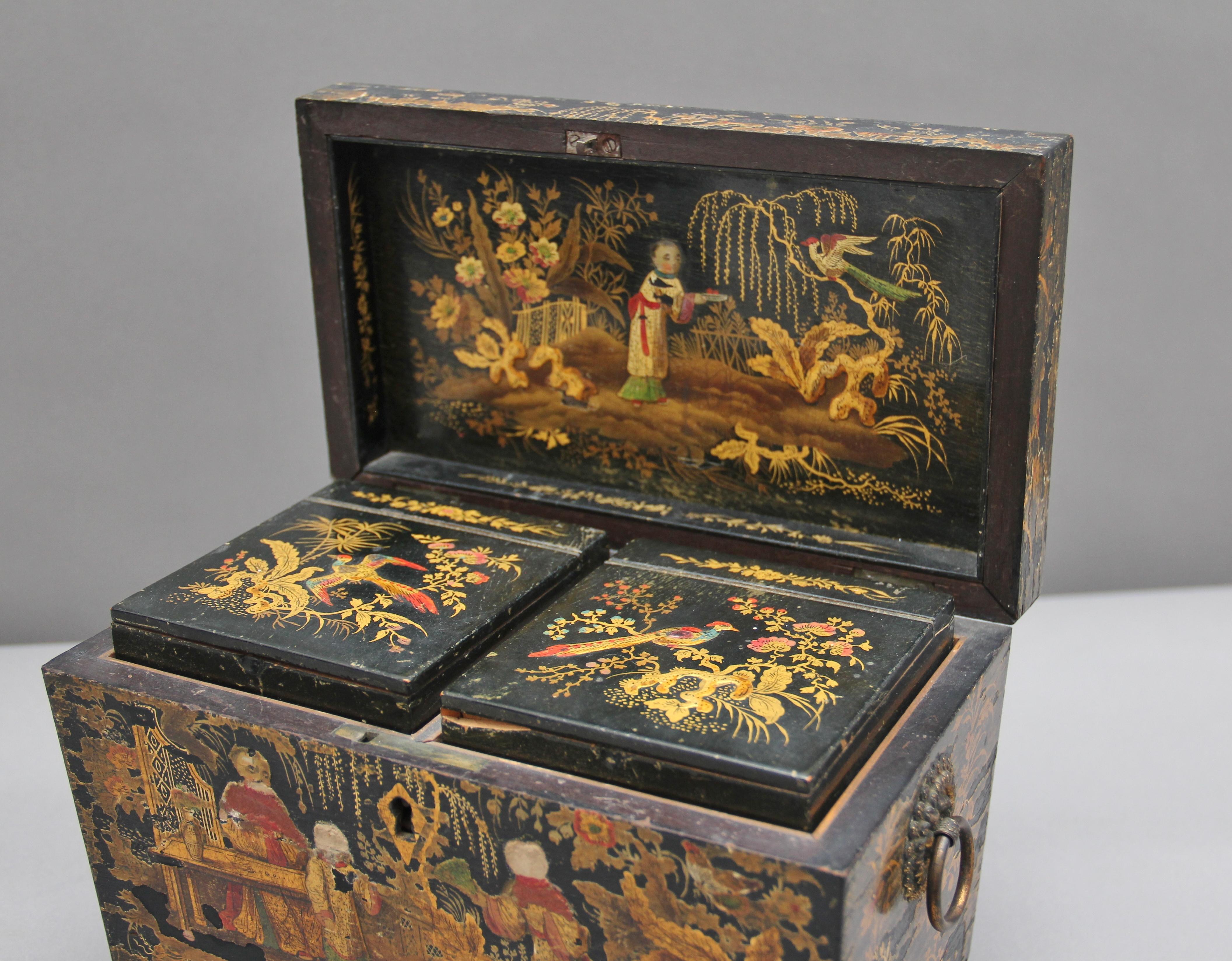 Georgian 18th Century Chinoiserie Tea Caddy