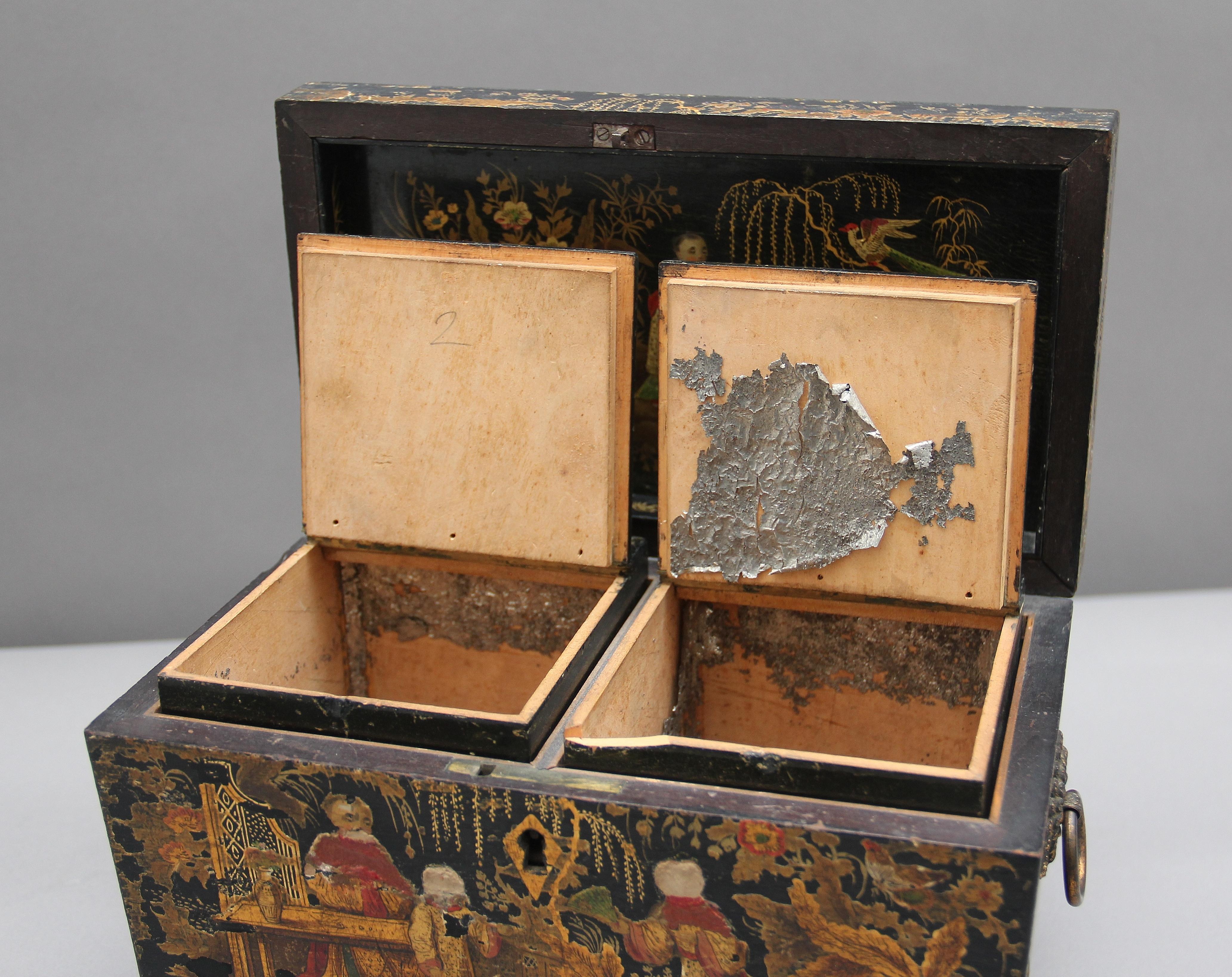 English 18th Century Chinoiserie Tea Caddy