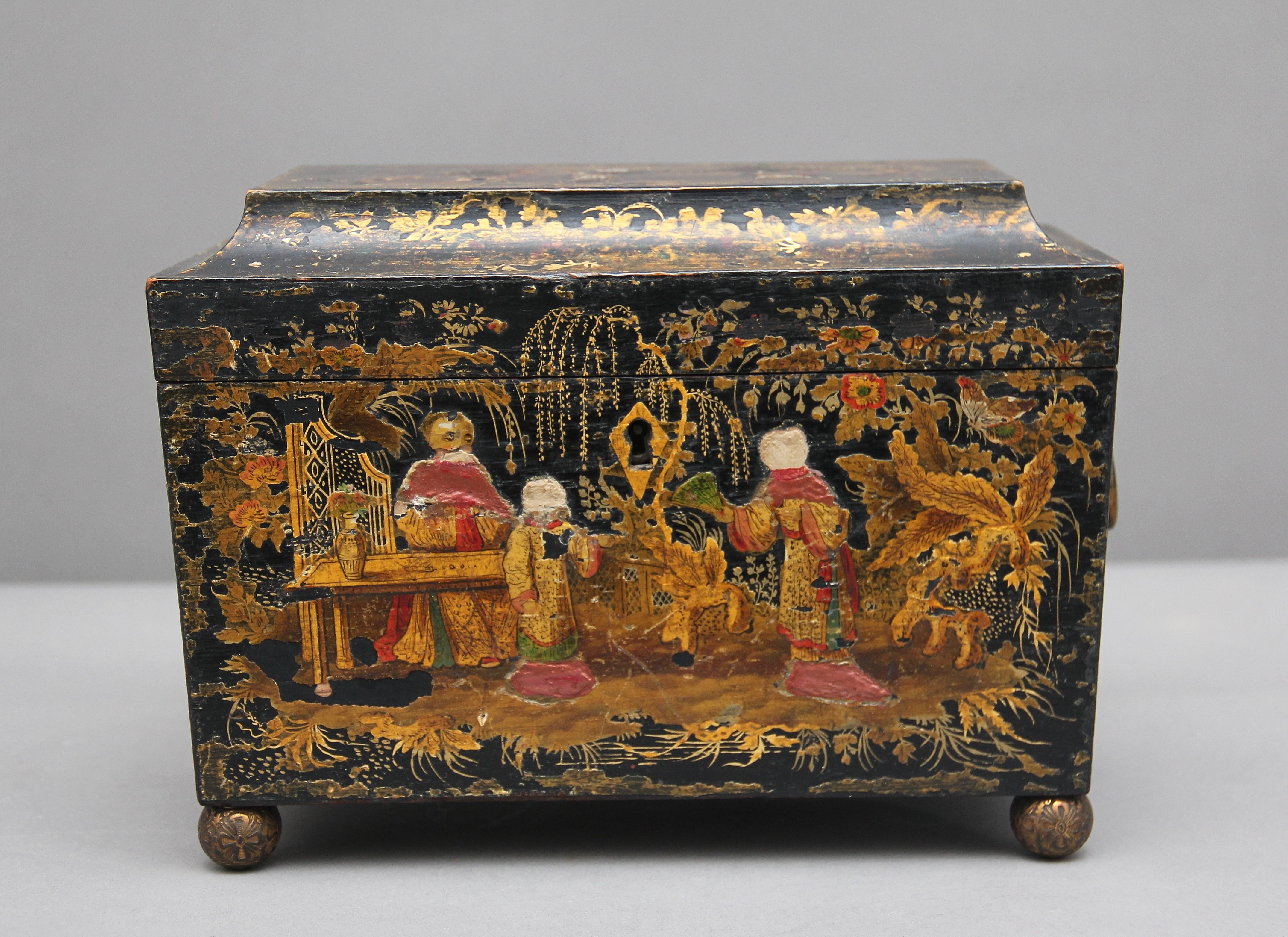 18th Century Chinoiserie Tea Caddy In Fair Condition In Martlesham, GB