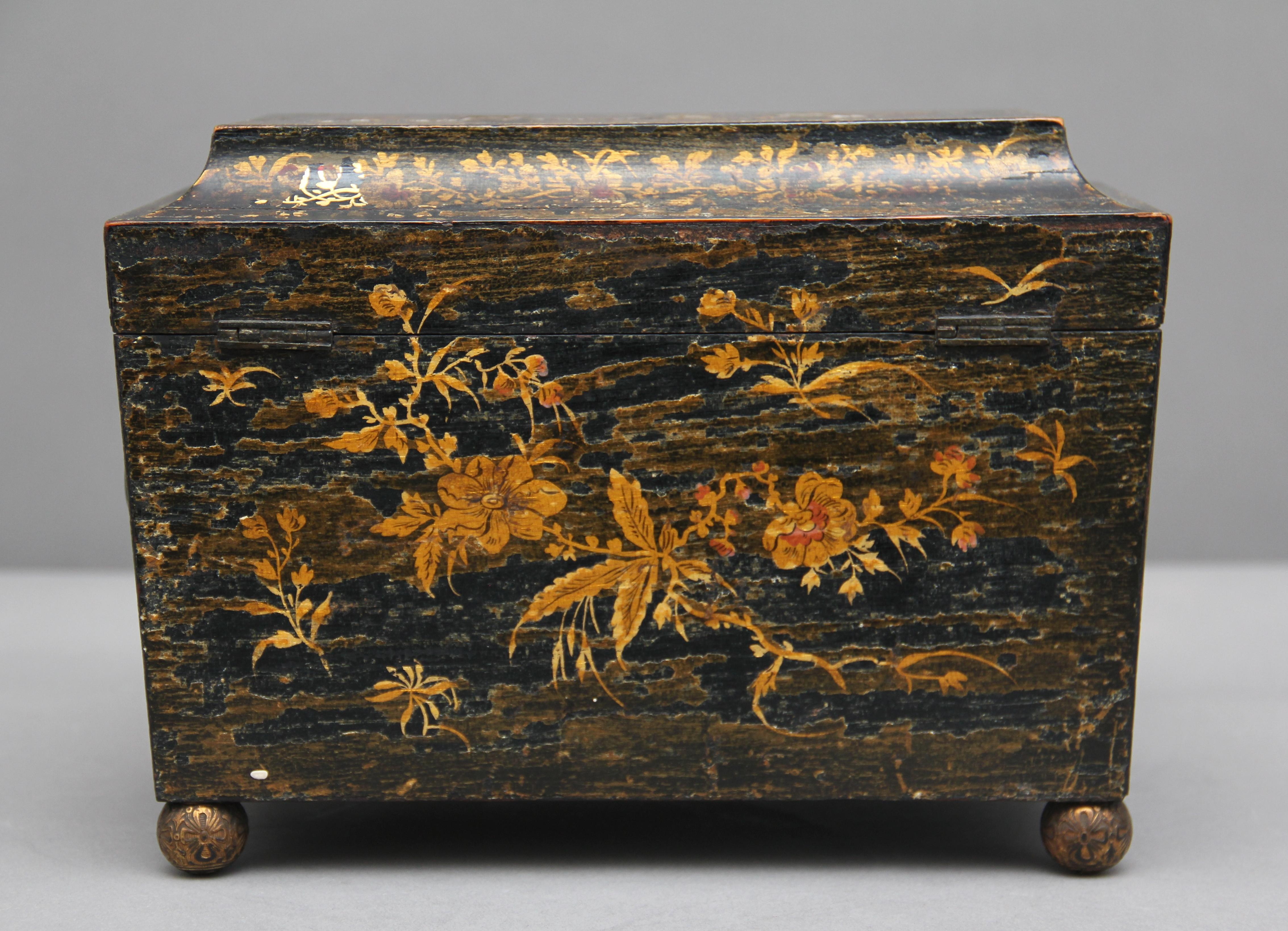 Wood 18th Century Chinoiserie Tea Caddy
