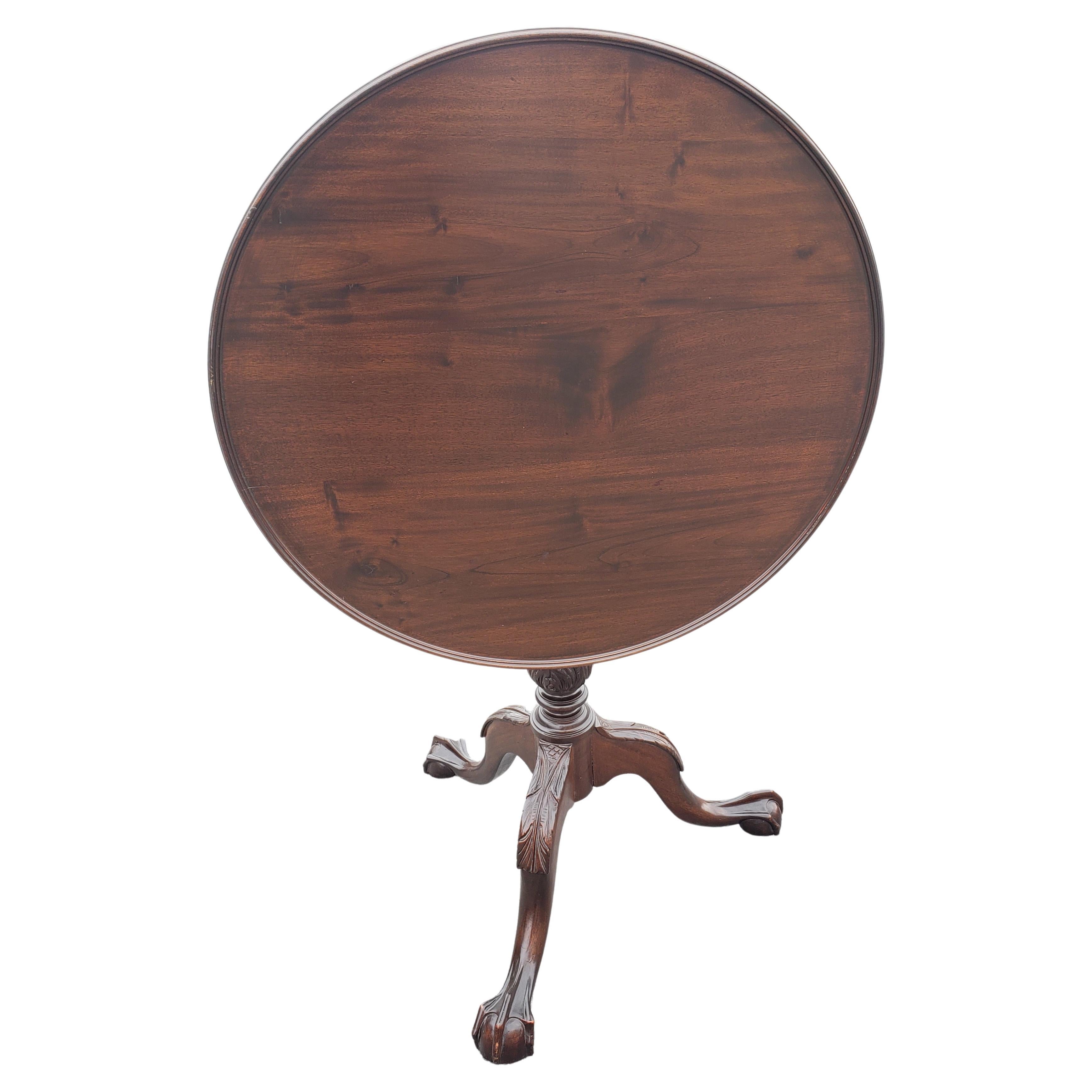 18th Century Chippendale Birdcage Mahogany Pie Crust Tilt-Top Tea Table