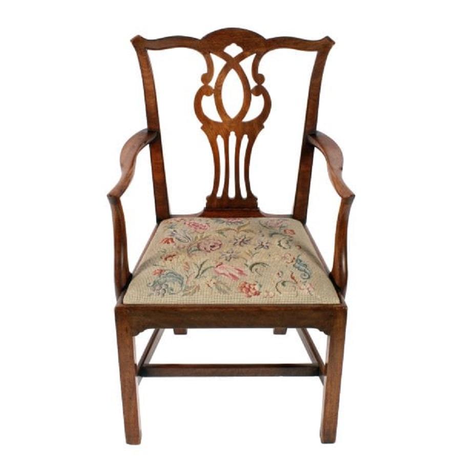 European 18th Century Chippendale Elbow Chair For Sale