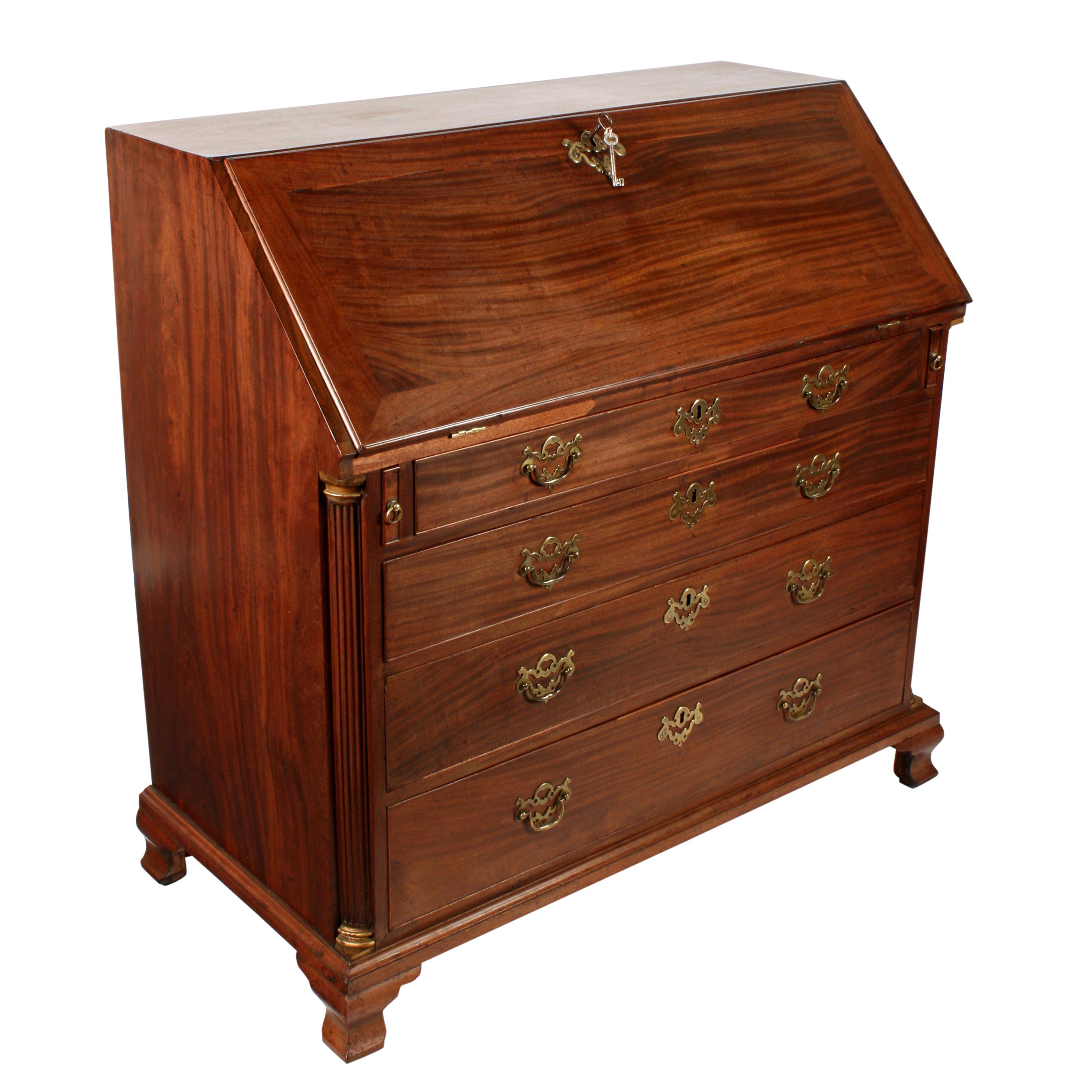 18th Century Chippendale Georgian Mahogany Bureau Desk For Sale