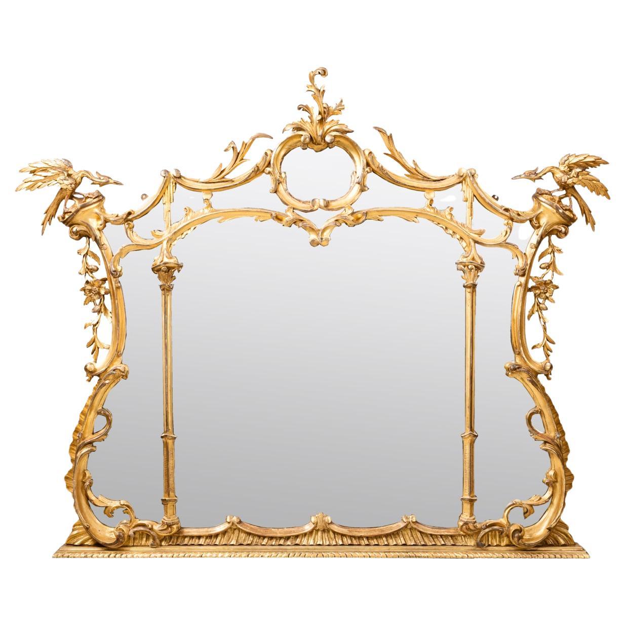 Specchio Chippendale dorato del XVIII secolo con cornice dorata