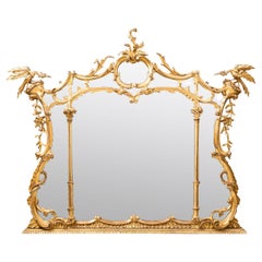 Miroir de cheminée Chippendale du 18e siècle avec cadre doré