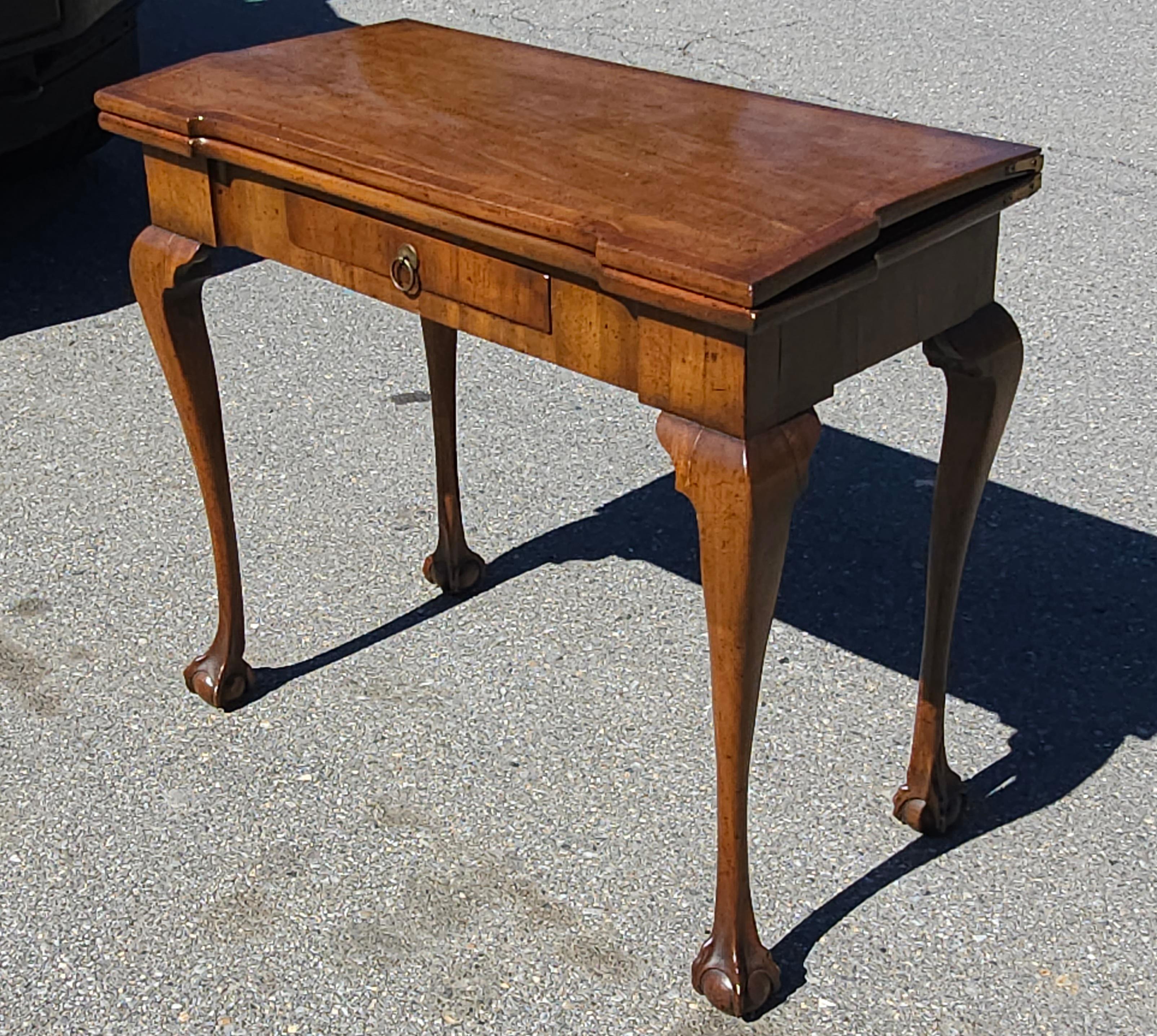American 18th Century Chippendale Mahogany and Tooled Leather Fold Top Games Table   For Sale