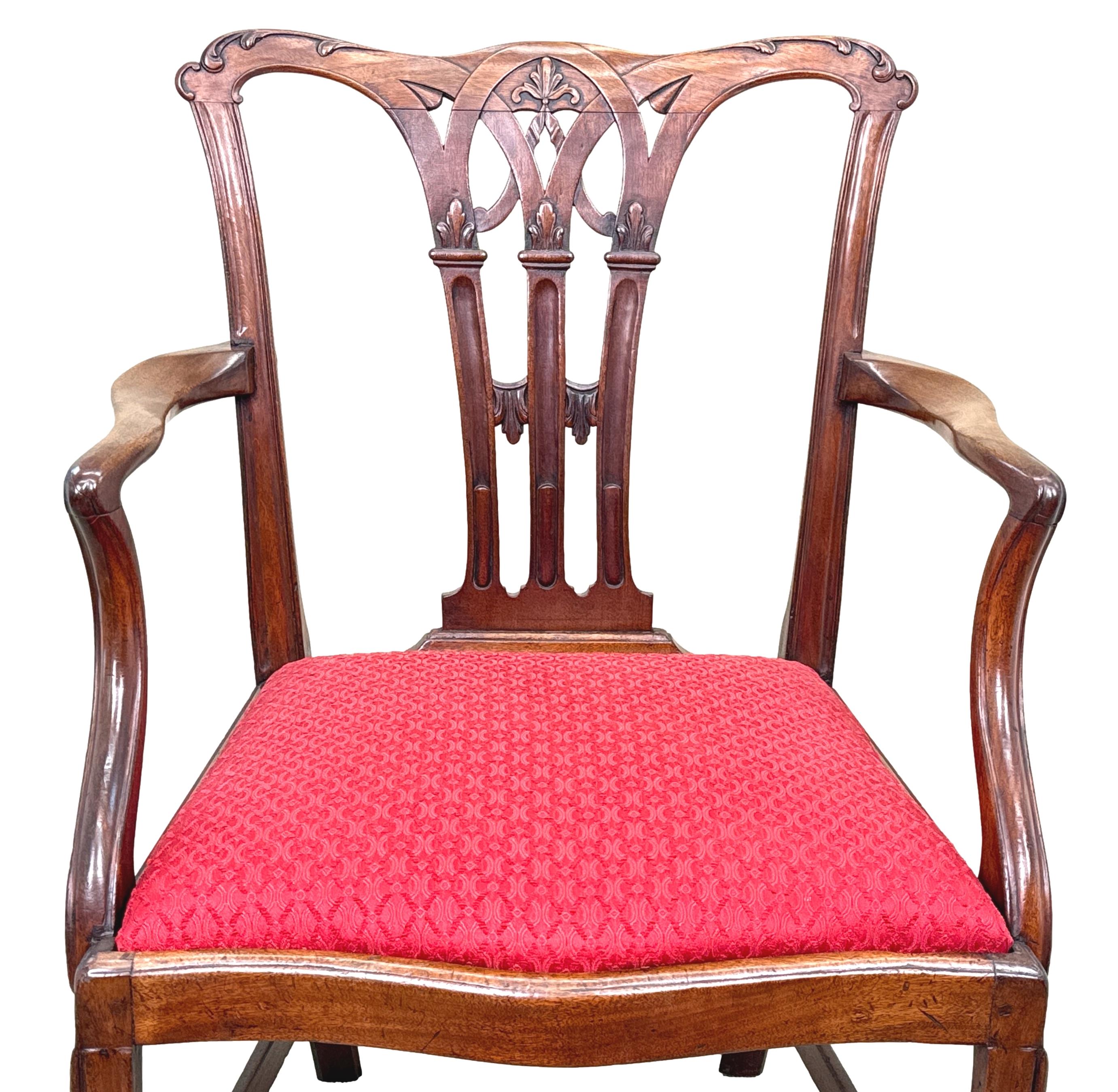 Acajou Fauteuil Chippendale en acajou du 18e siècle en vente