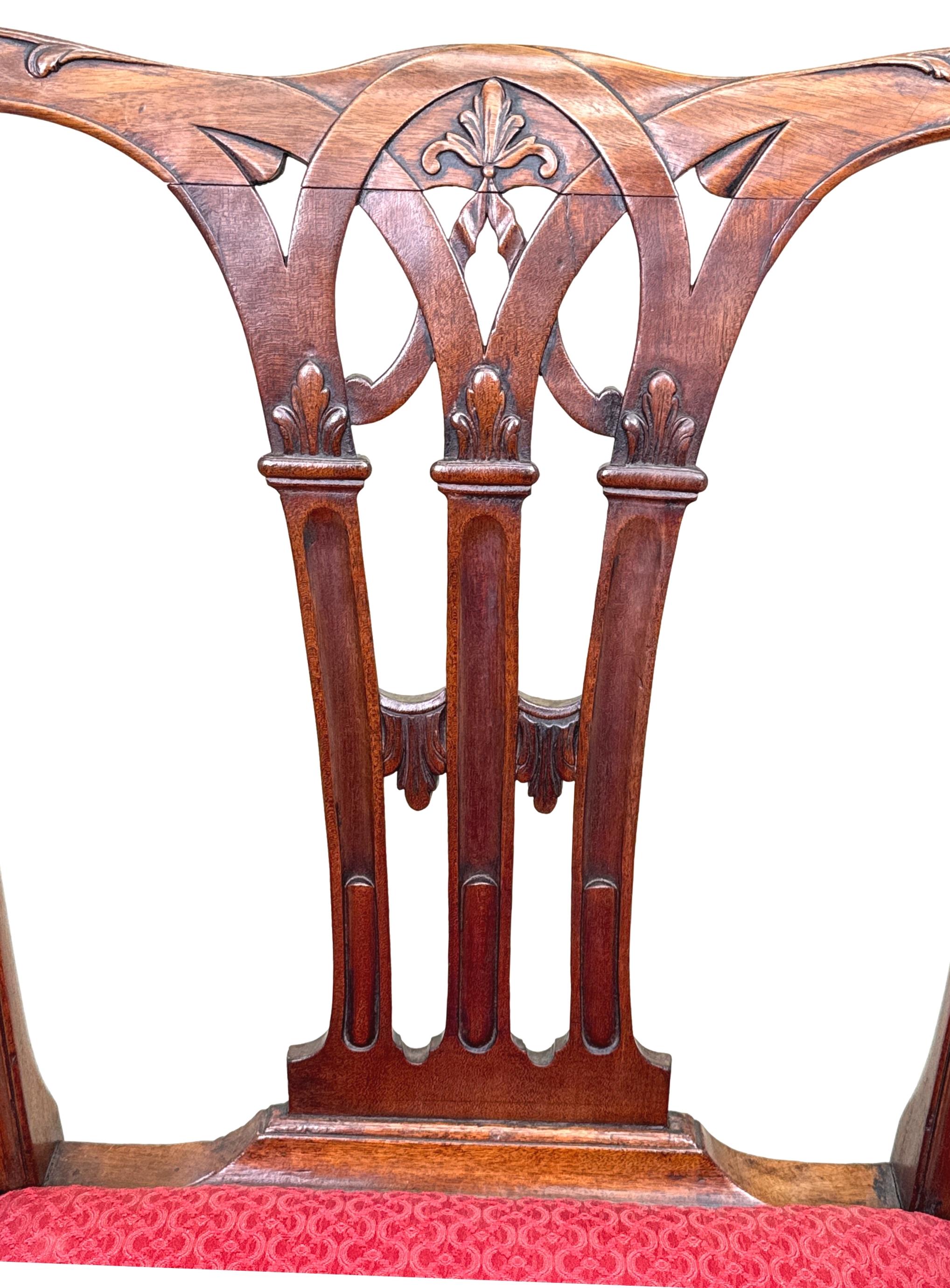 Fauteuil Chippendale en acajou du 18e siècle en vente 2