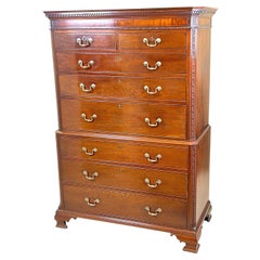 Antique 18th Century Chippendale Mahogany Tallboy / Chest On Chest