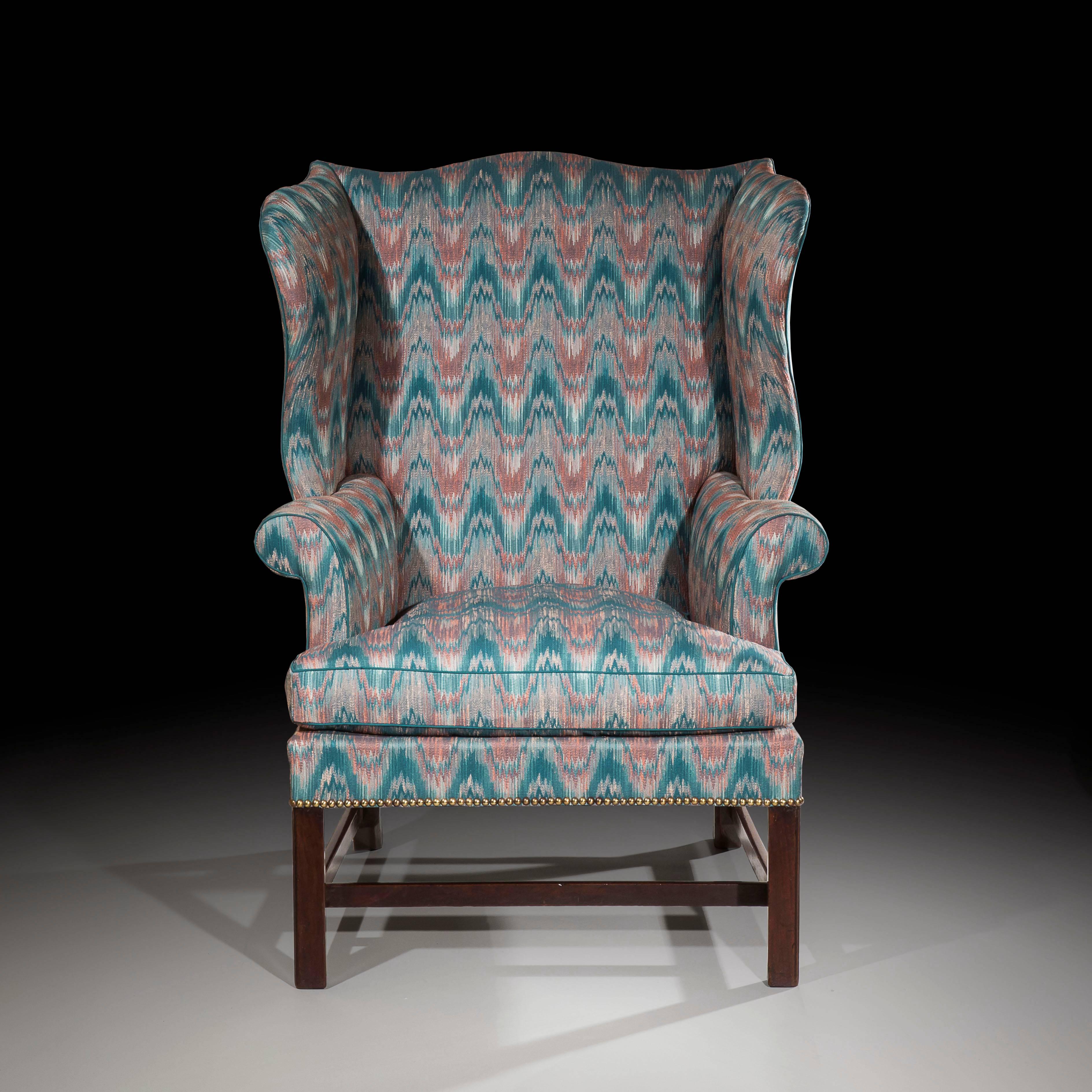Antique Wingback Armchair, English 18th Century Chippendale In Good Condition In London, GB