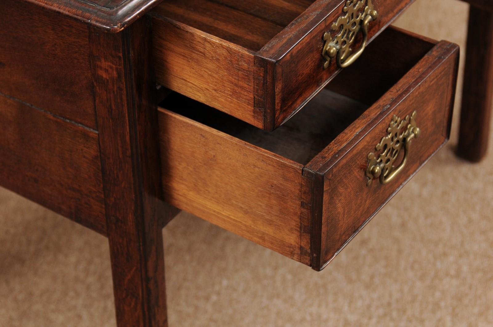 18th Century Chippendale Oak Low Boy with 3 Drawers 3