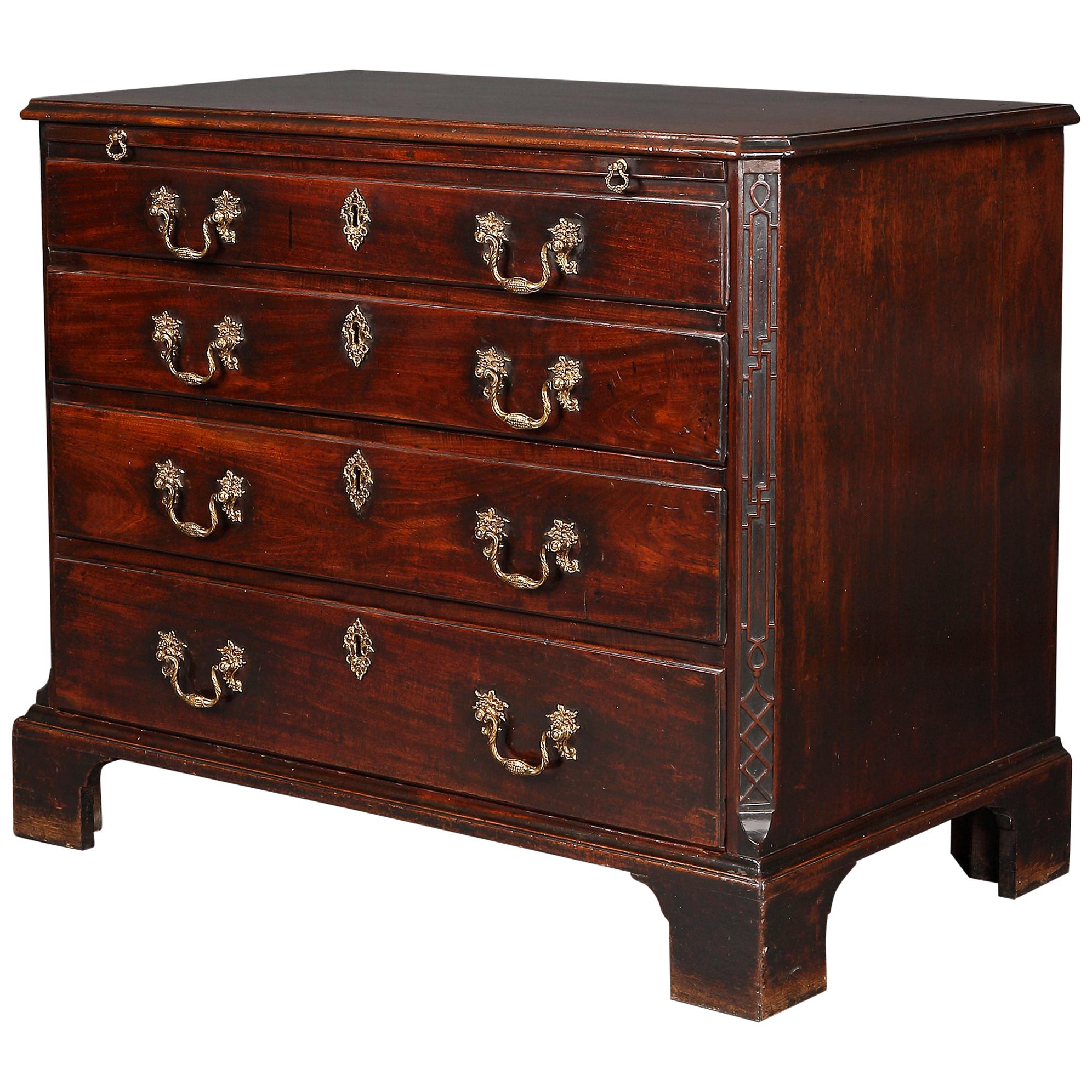 18th Century Chippendale Period Mahogany Chest with Slide For Sale