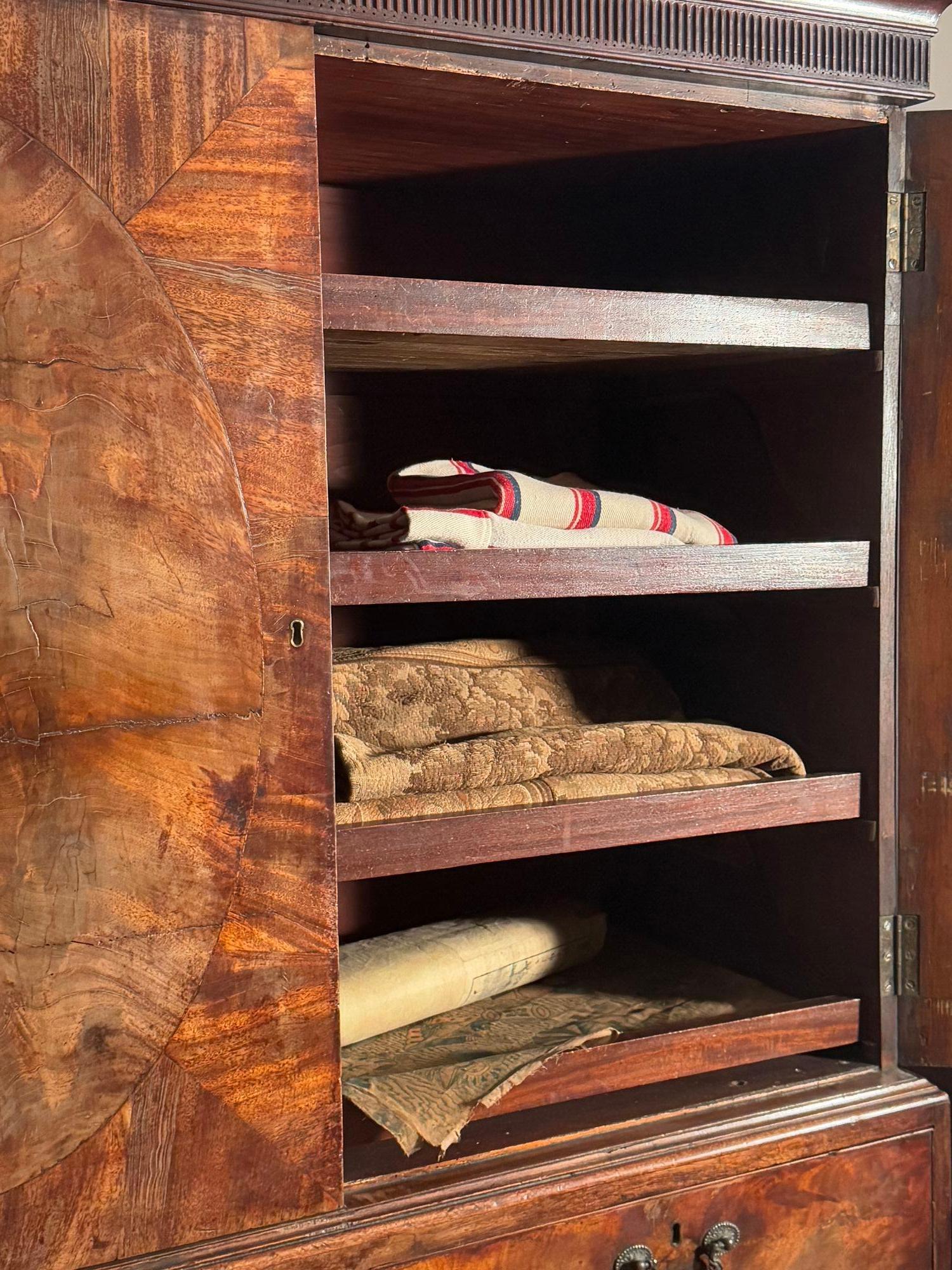 Mid-18th Century 18th Century Chippendale Period Mahogany Linen Press For Sale