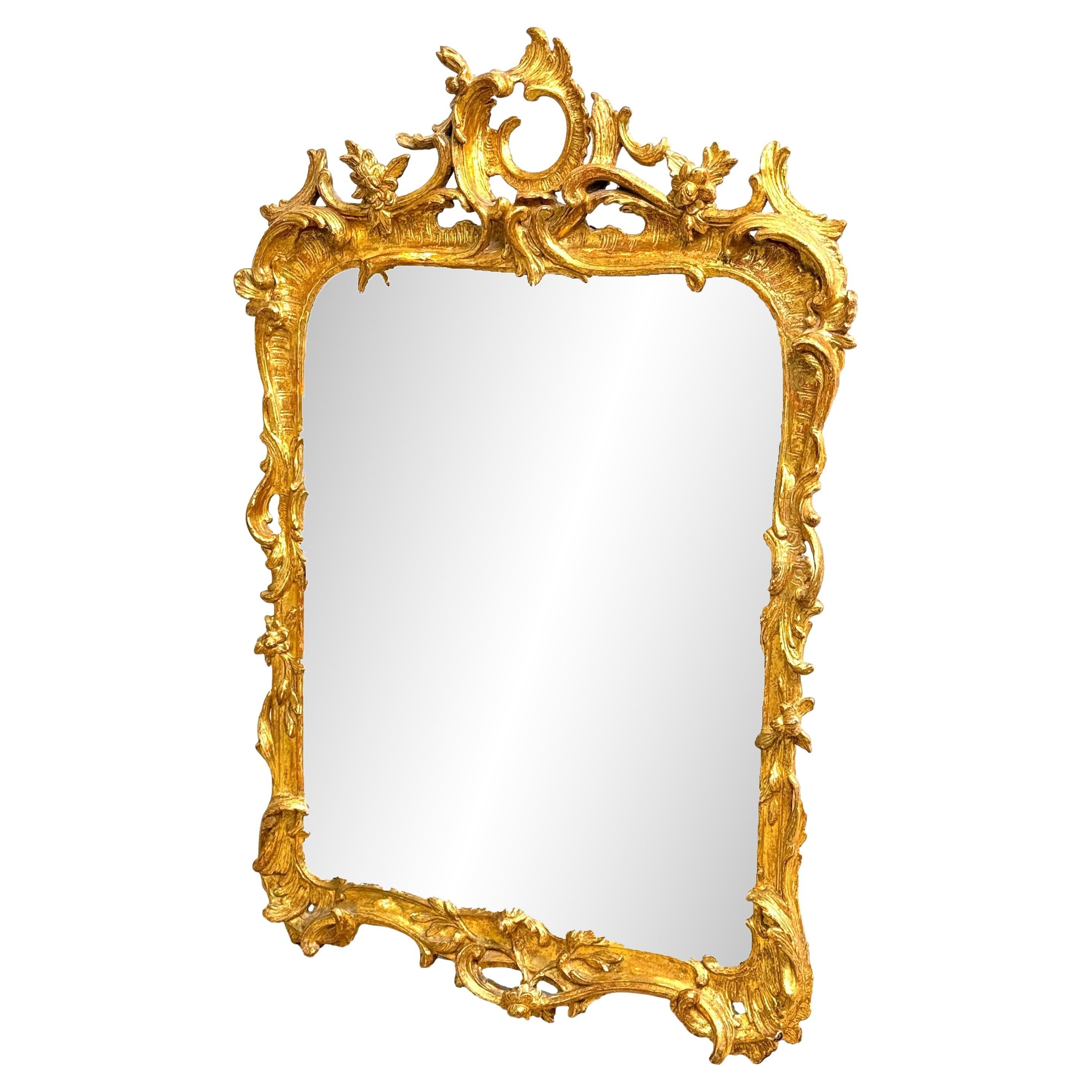 18th Century Chippendale Rococo Giltwood Wall Mirror For Sale