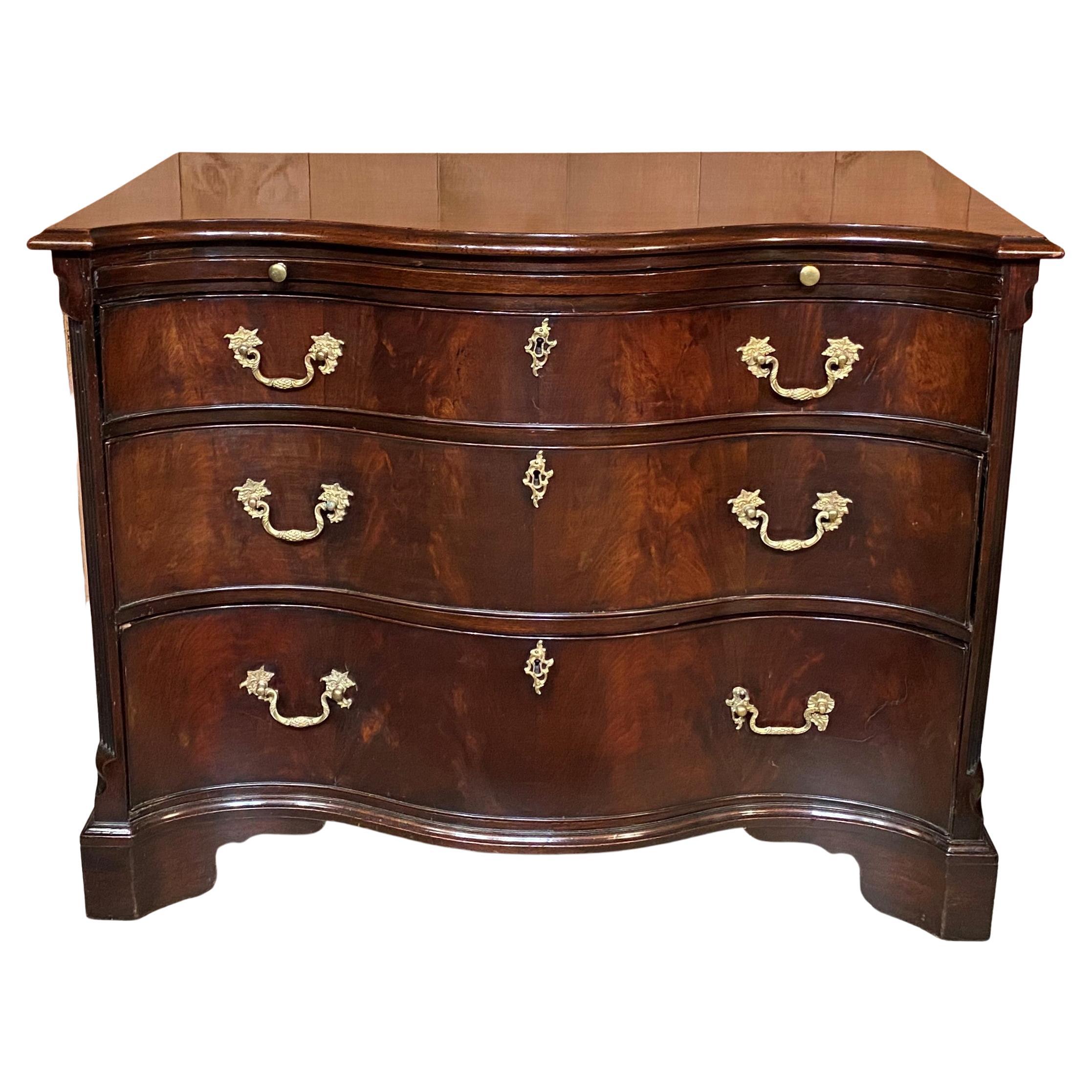 18th Century Chippendale Serpentine Mahogany Commode with Writing Slide