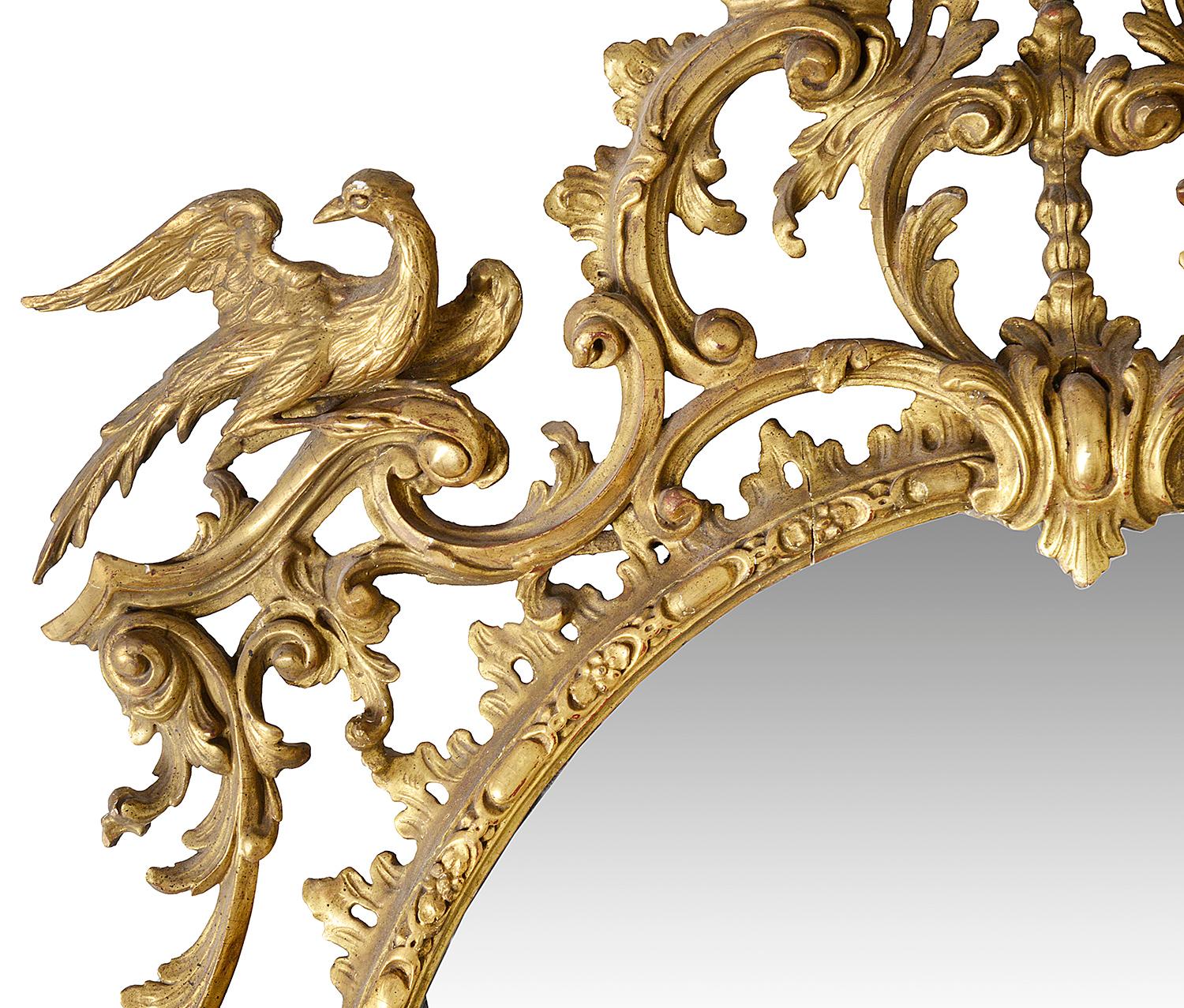 English 18th Century Chippendale Style Wall Mirror, circa 1880