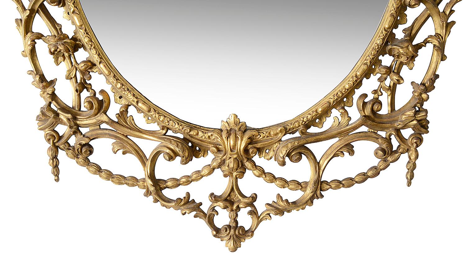 Giltwood 18th Century Chippendale Style Wall Mirror, circa 1880