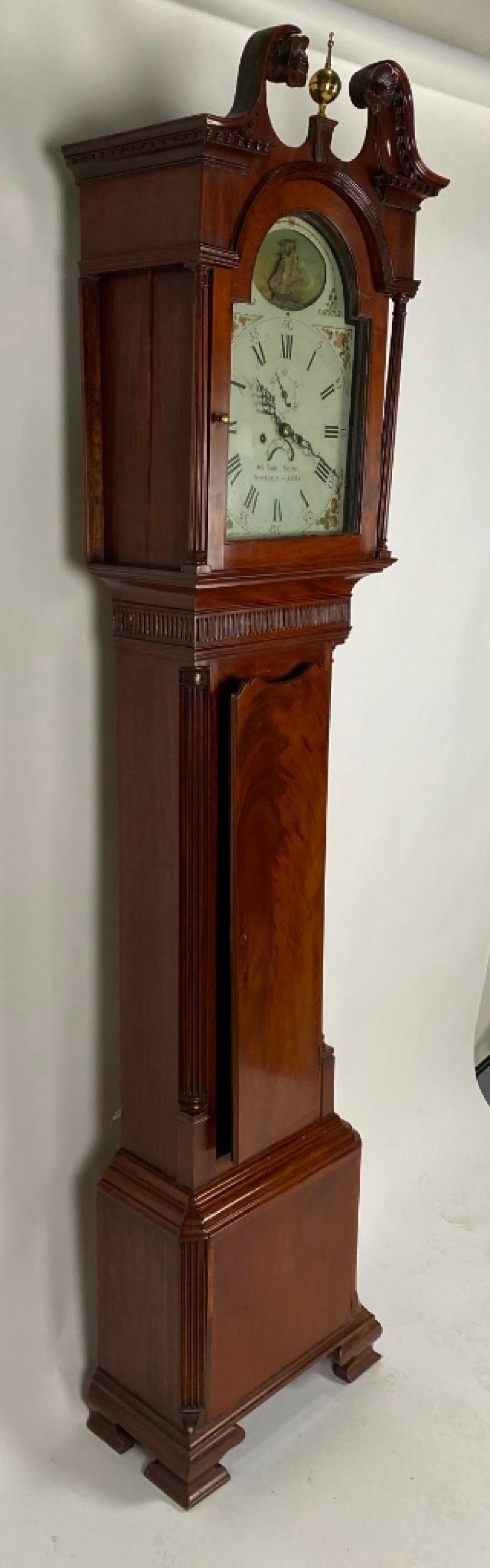 Northern Irish 18th Century Chippendale Tall Case Clock with Rocking Ship Automaton For Sale