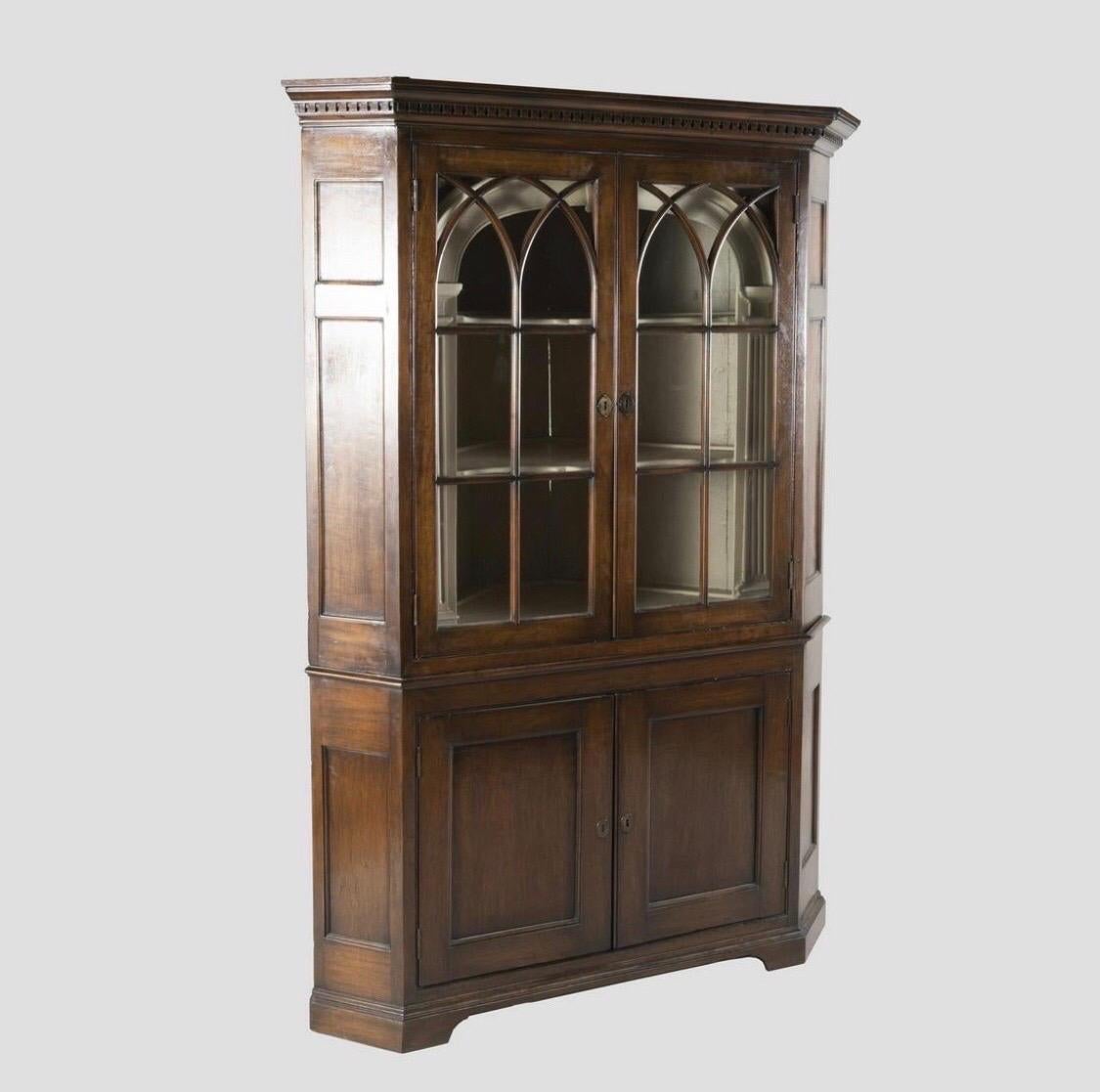 English 18th Century Chippendale Walnut Corner Cupboard