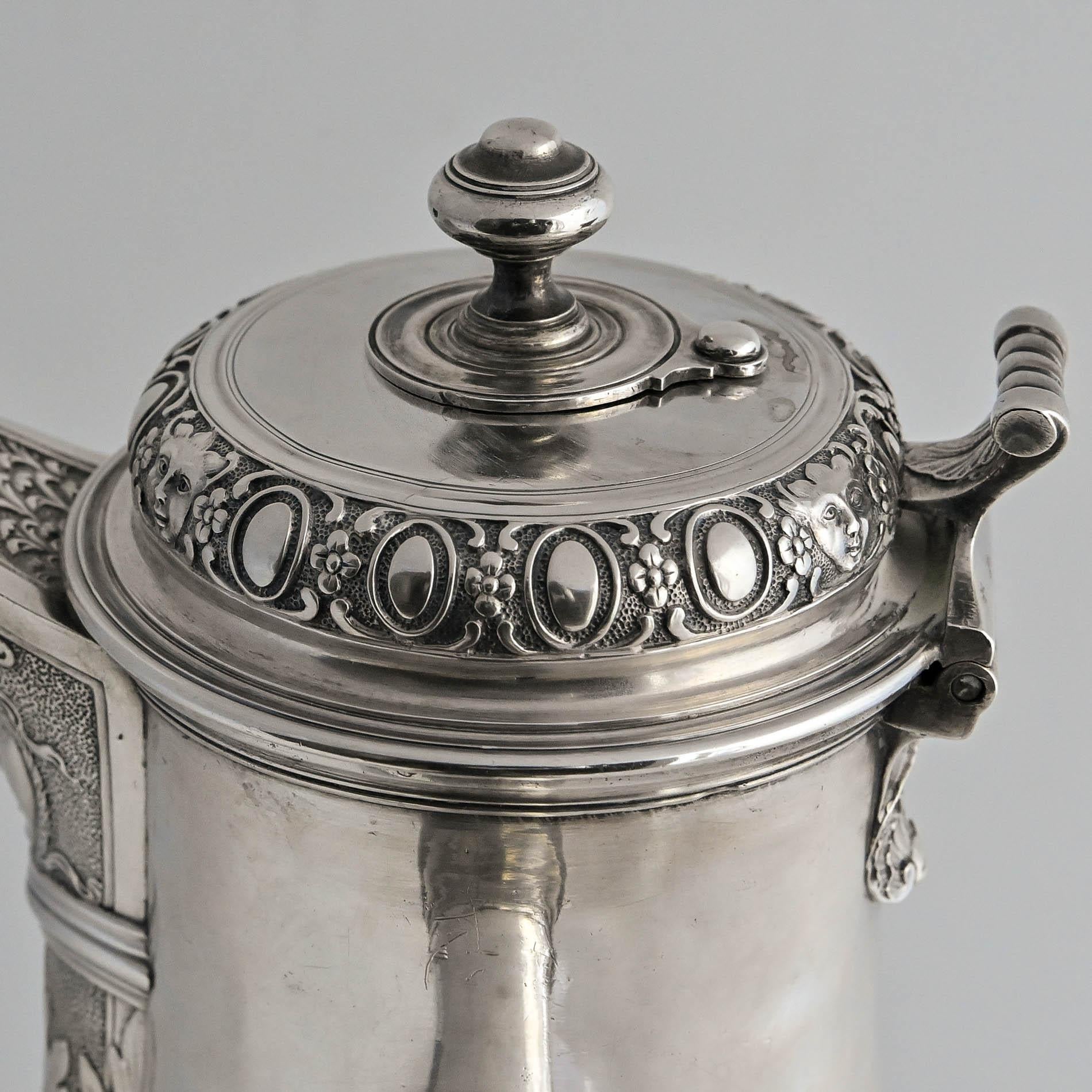 18th Century Chocolatiere Paris France 1755 Silver Massiv For Sale 1