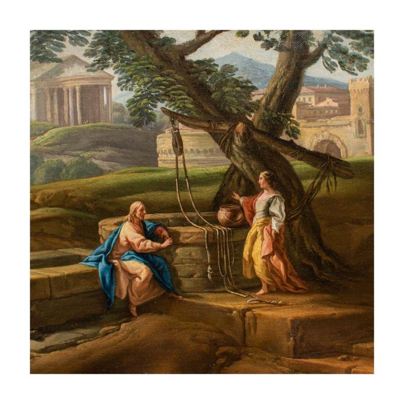 18th Century Christ and the Samaritan at the Well Painting Oil on Canvas 7
