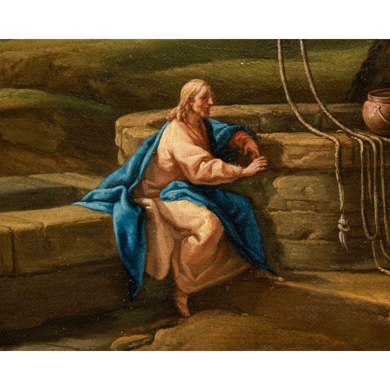 Oiled 18th Century Christ and the Samaritan at the Well Painting Oil on Canvas