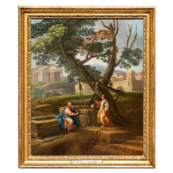 18th Century Christ and the Samaritan at the Well Painting Oil on Canvas