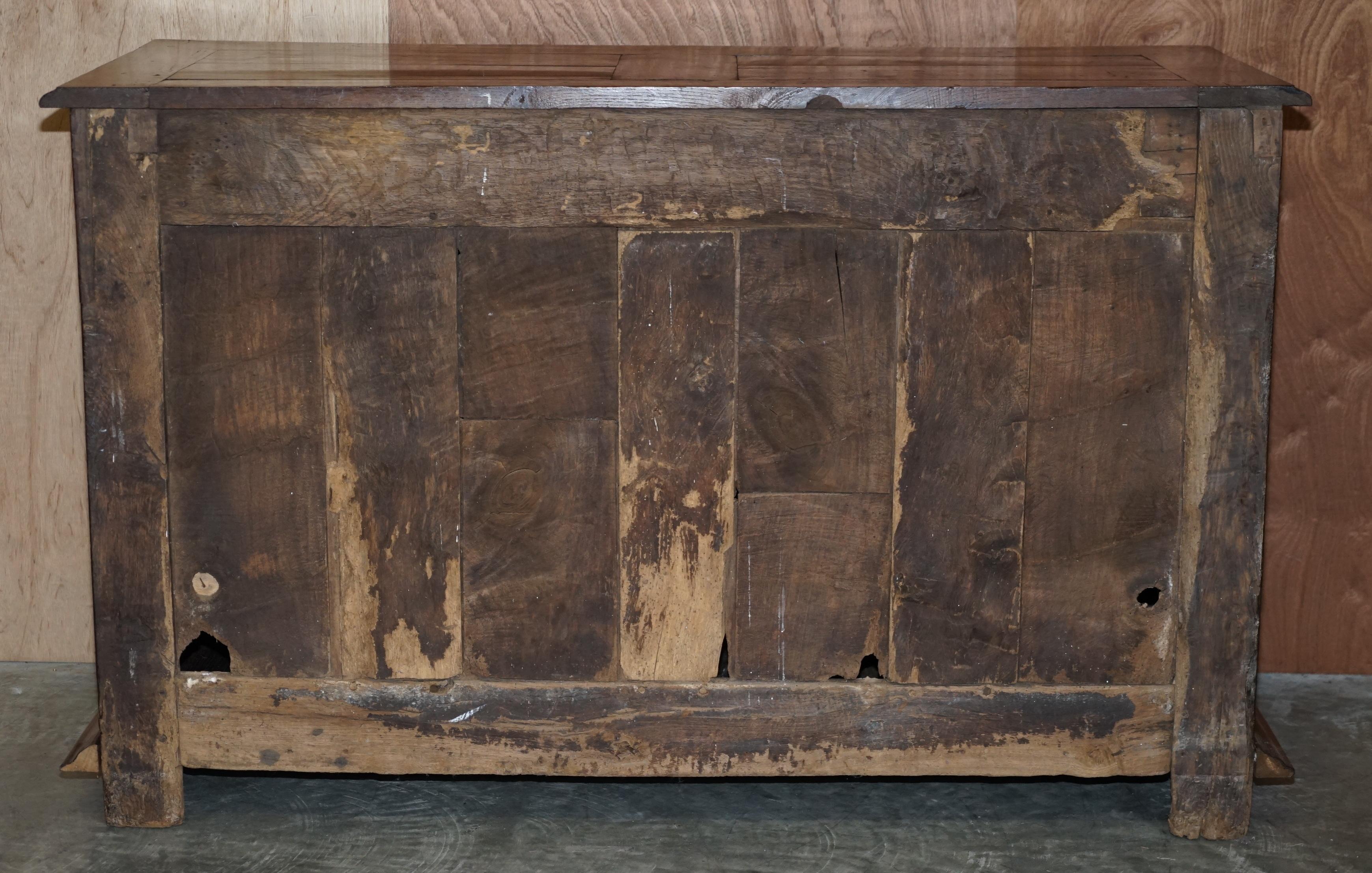 18th Century Circa 1740 Hand Carved Oak Sideboard with Military Campaign Scenes 10