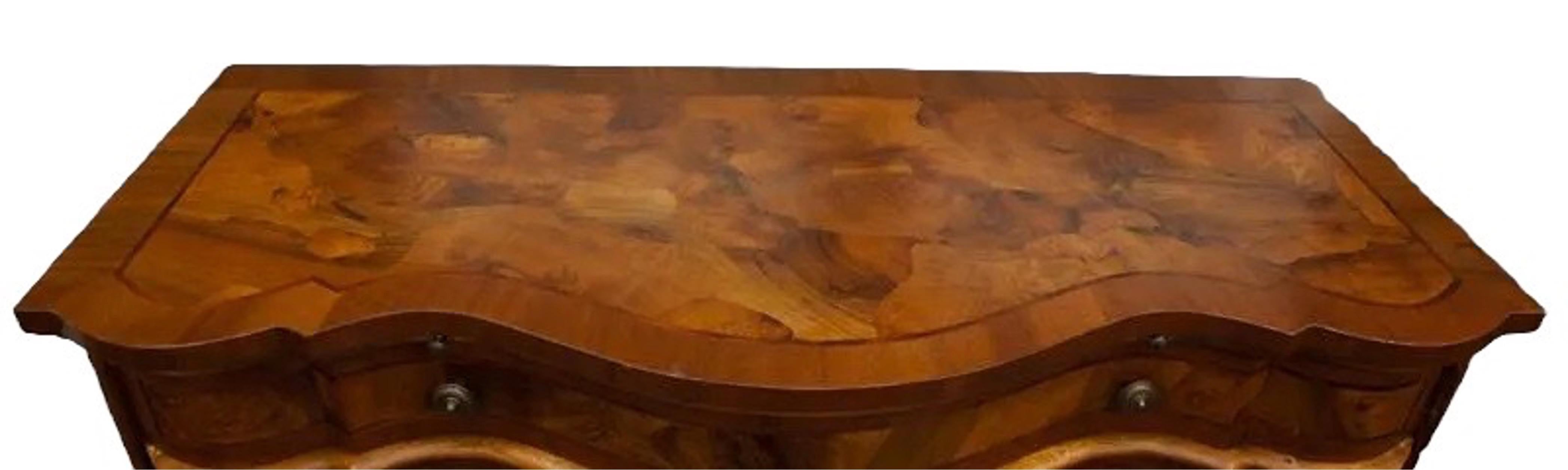 Circa 1750s German Oxbow Shaped Walnut Commode For Sale 7