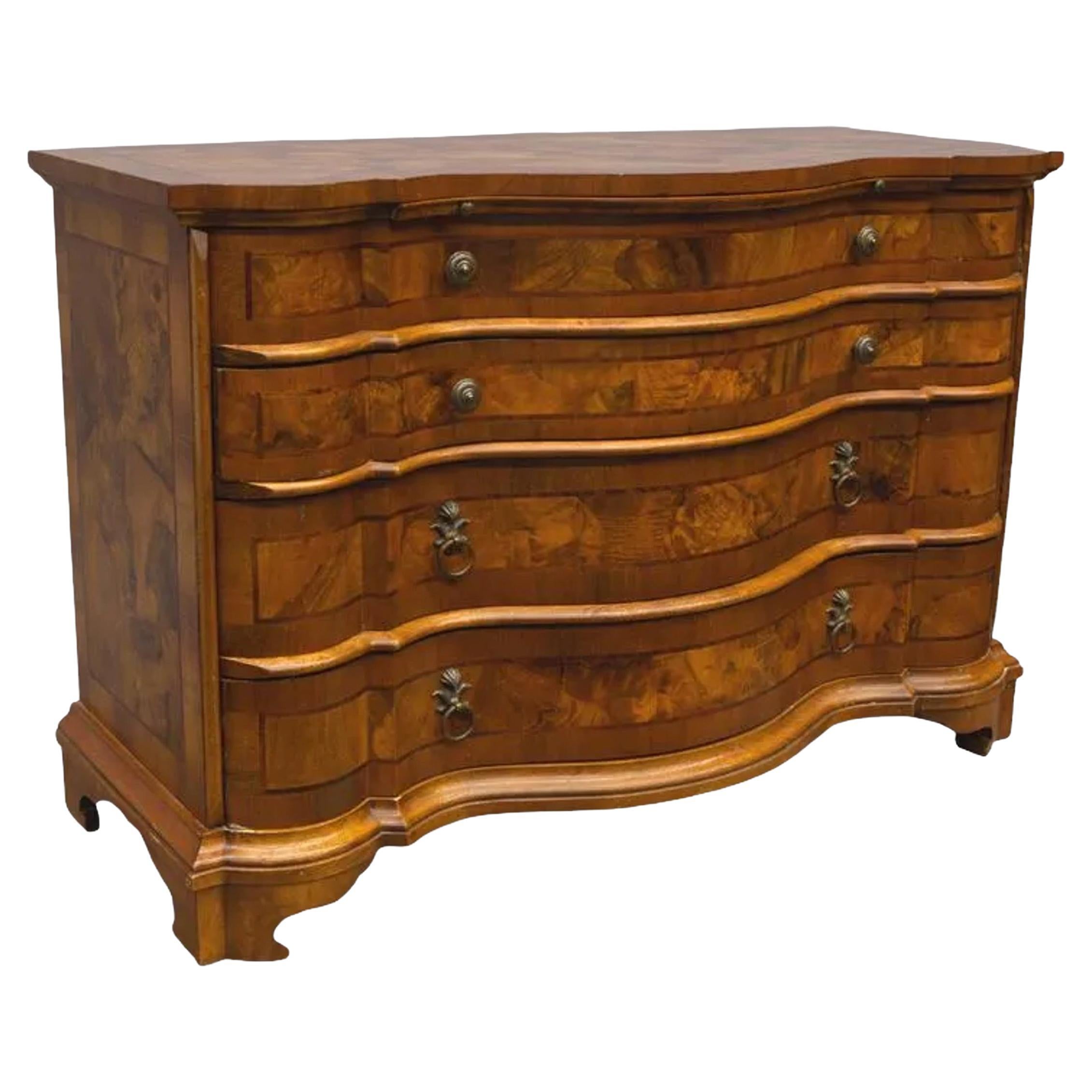 Circa 1750s German Oxbow Shaped Walnut Commode For Sale